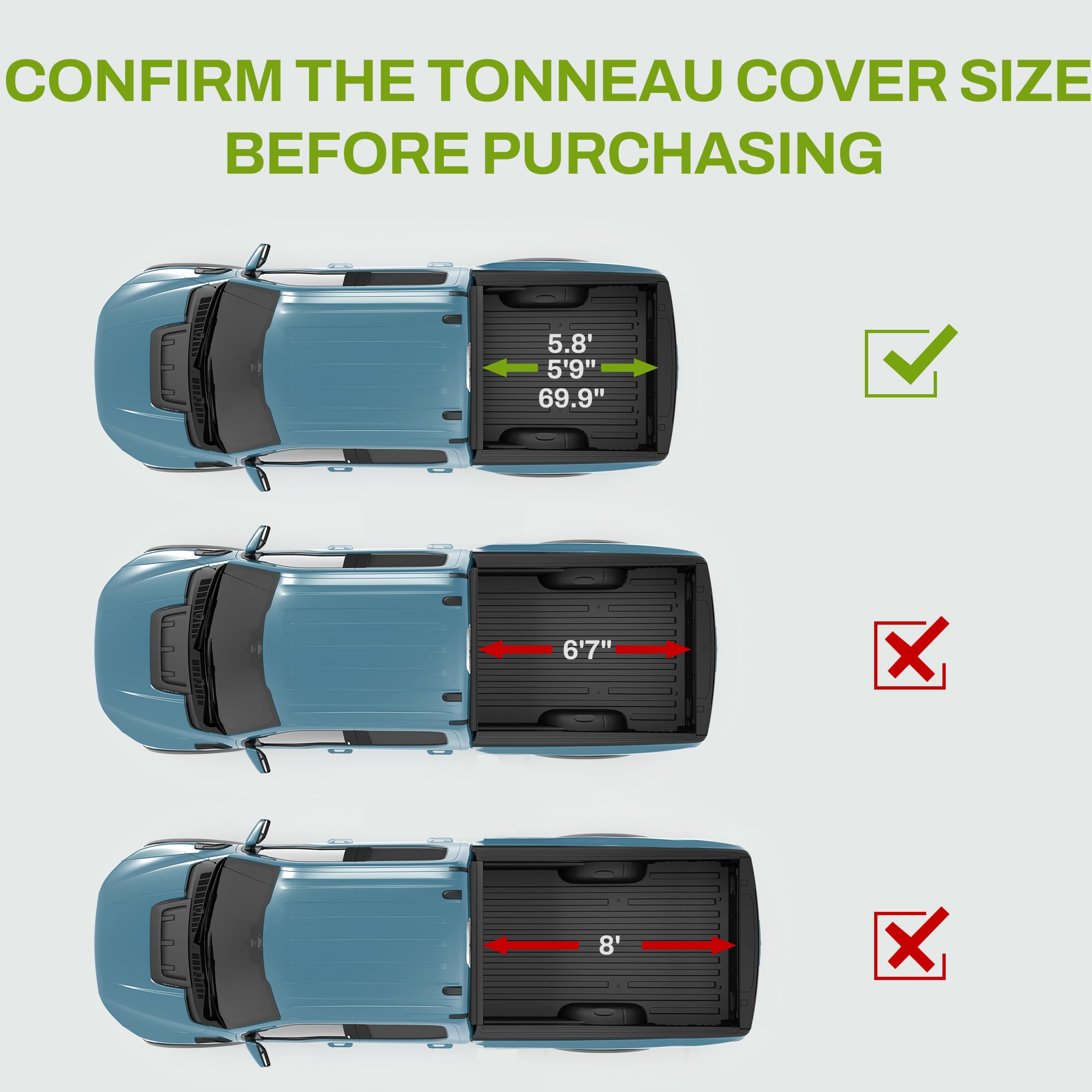 AUTOSAVER88 Soft Quad-fold Tonneau Cover for 2007-2026 Chevy Silverado/GMC Sierra 1500, 5.8 ft Bed, Black, Model MAAUTG