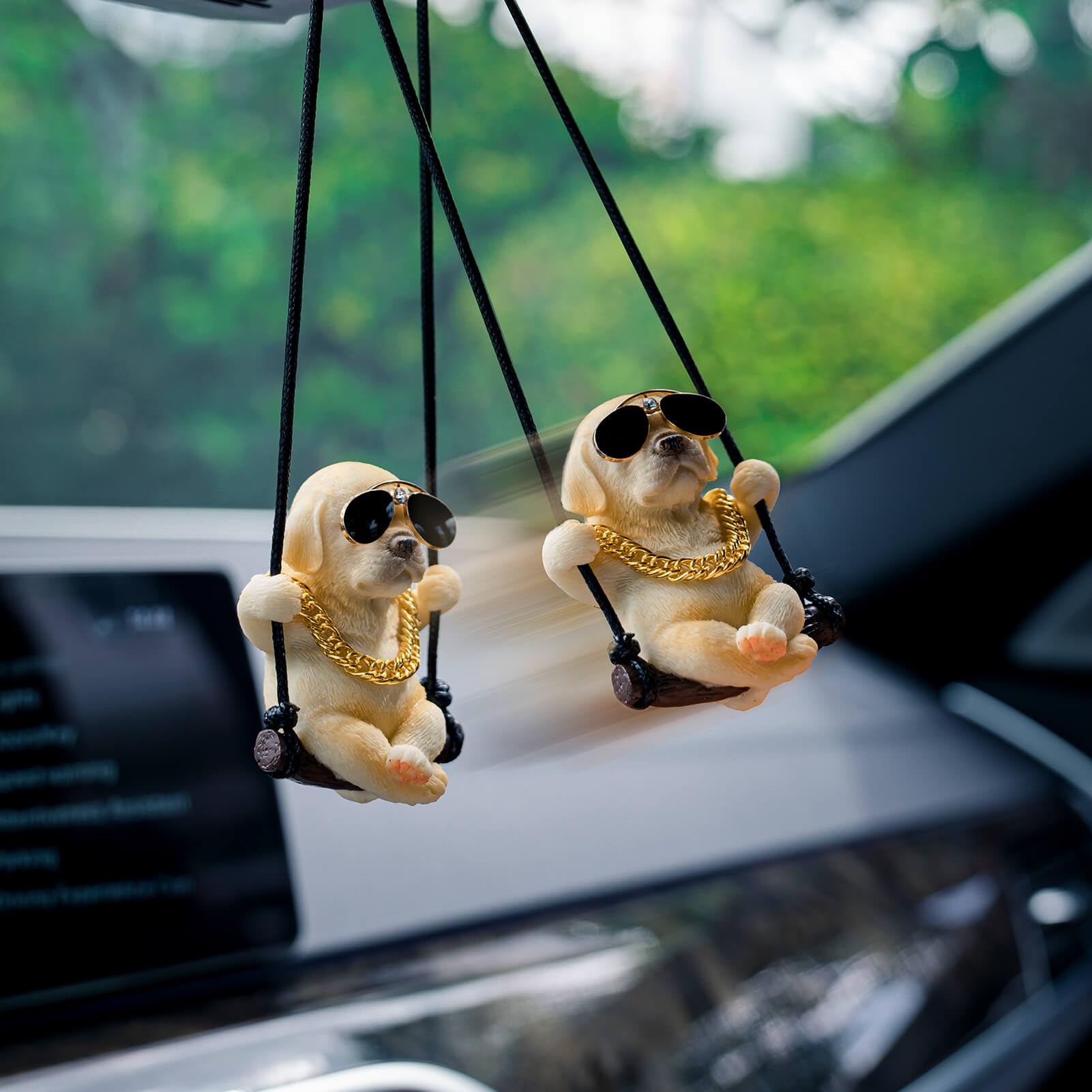 Floruit Labrador Retriever Car Mirror Hanging Accessories Cute Swinging Dog Rear View Mirror Accessories For Men & Women