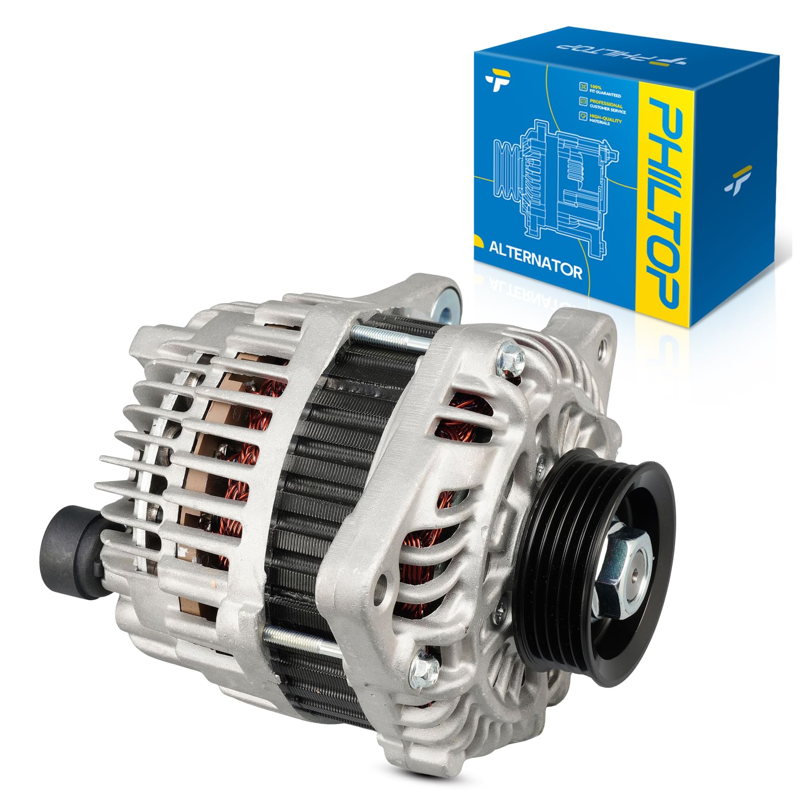 PHILTOP Alternator Compatible with Honda Fit 2009-2012 (2013 Only for 1.5L) High Amp Alternators Replace 11410N 12V 95Amp CW S5 