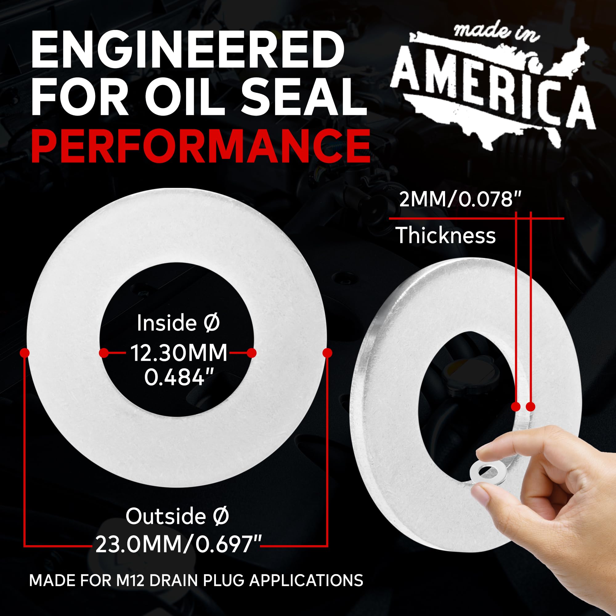 Votex - Made In Usa - Acwm12-20 Pack - M12 Aluminum Oil Or Coolant Crush Washers/Drain Plug Seal Ring Gasket