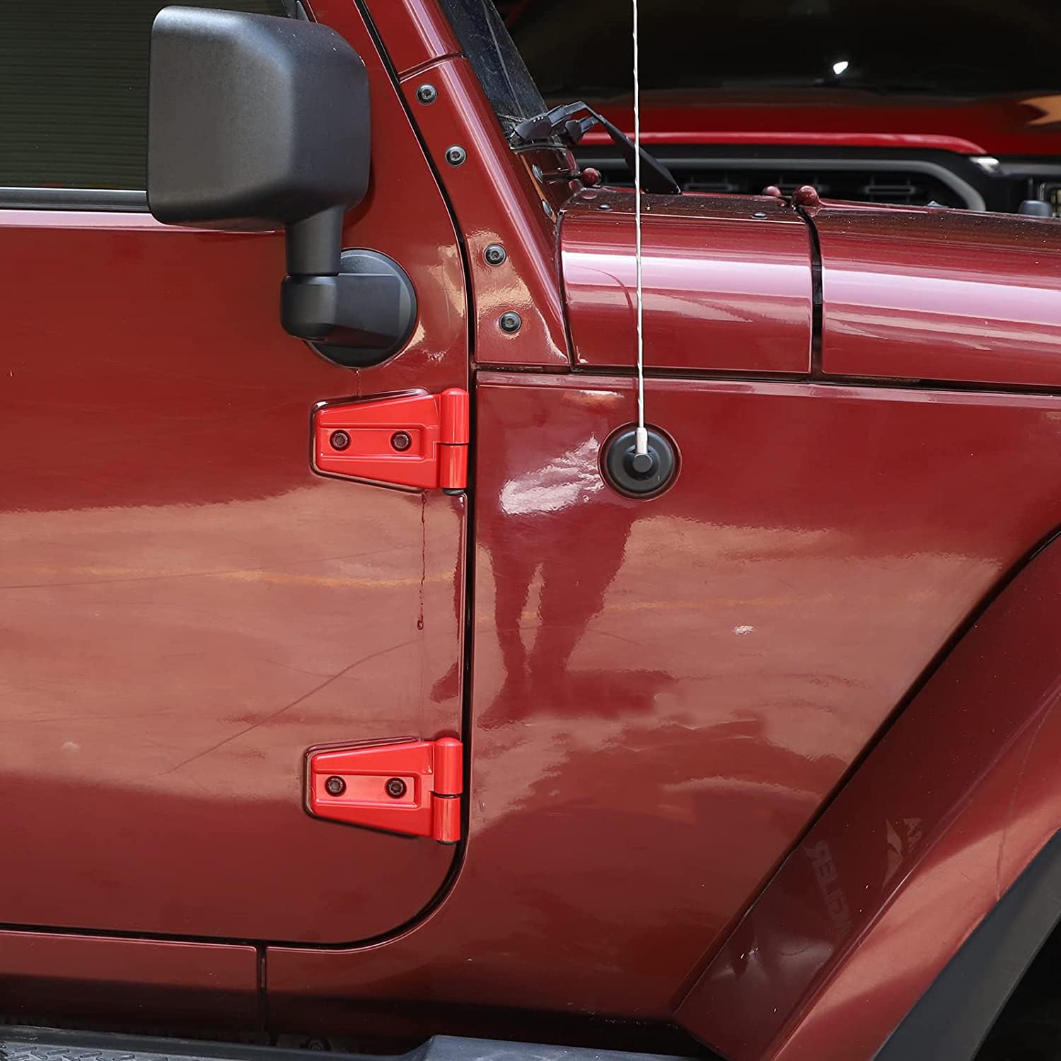 Cherocar Door Hinge Covers Protector Red Kit Fits For Jeep Wranlger Unlimited Rubicon Sahara Sports Accessories 2007-2018 Jk Jku