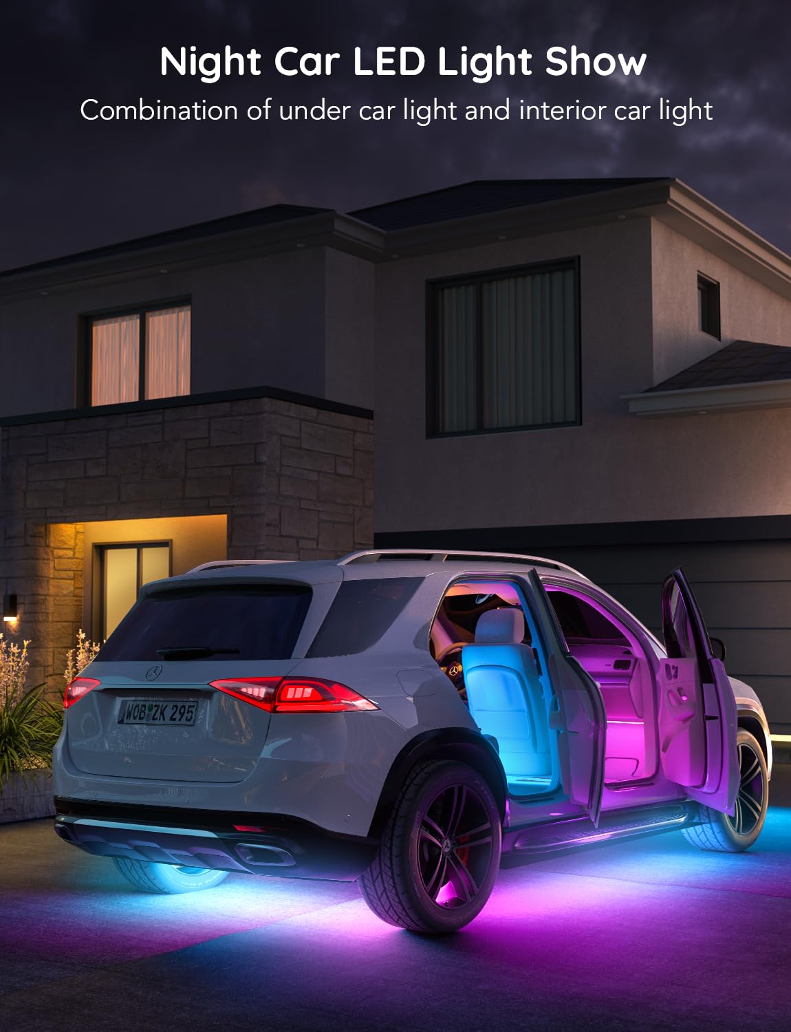 Govee Underglow Car Lights - 4 pcs RGBIC Smart LED with App Control, 16 Million Colors, 10 Scene Modes, Music Sync, Model H61840A1