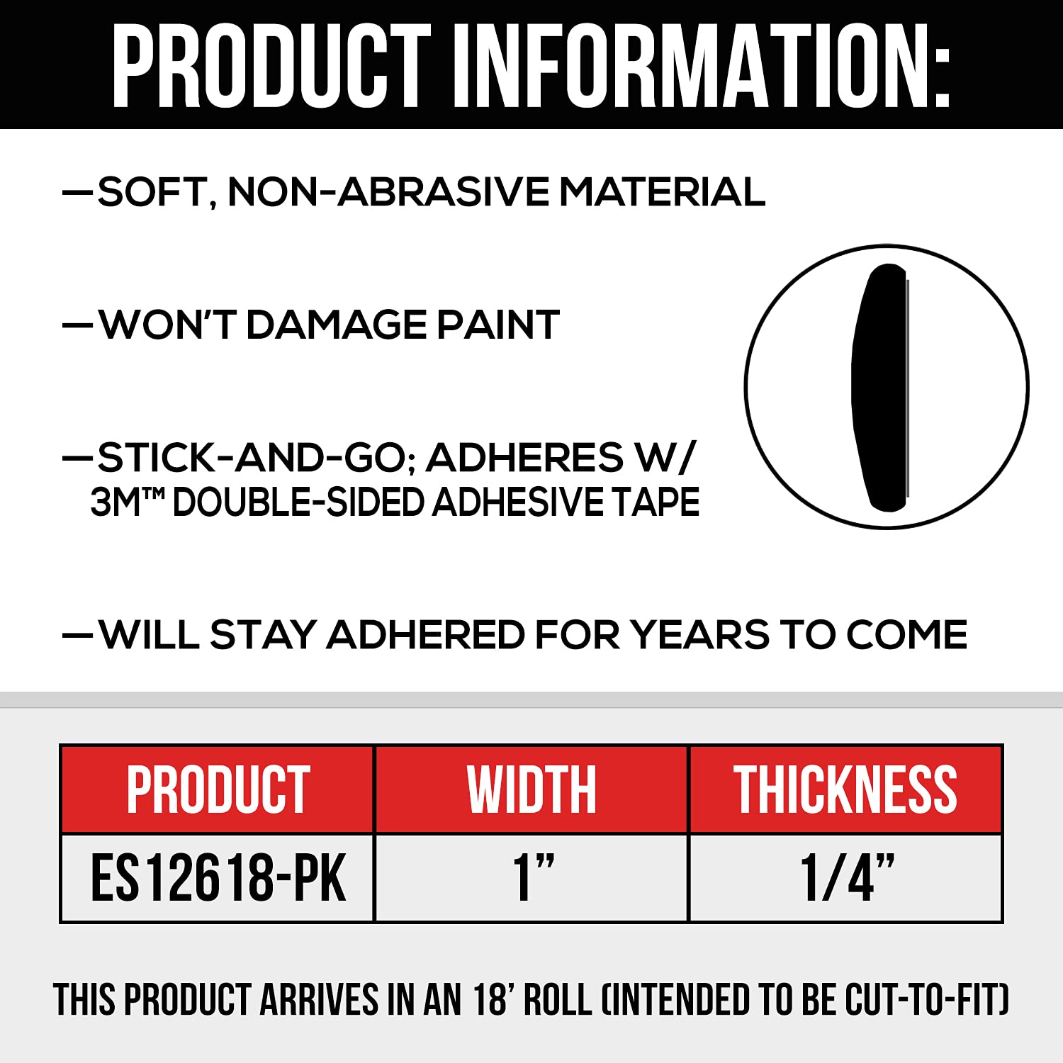 Dawn Enterprises, Inc. ES12618-PK Universal Fit Matte Black Body Side Molding Trim Pack 18' Protection for Cars, Trucks, Vans, a