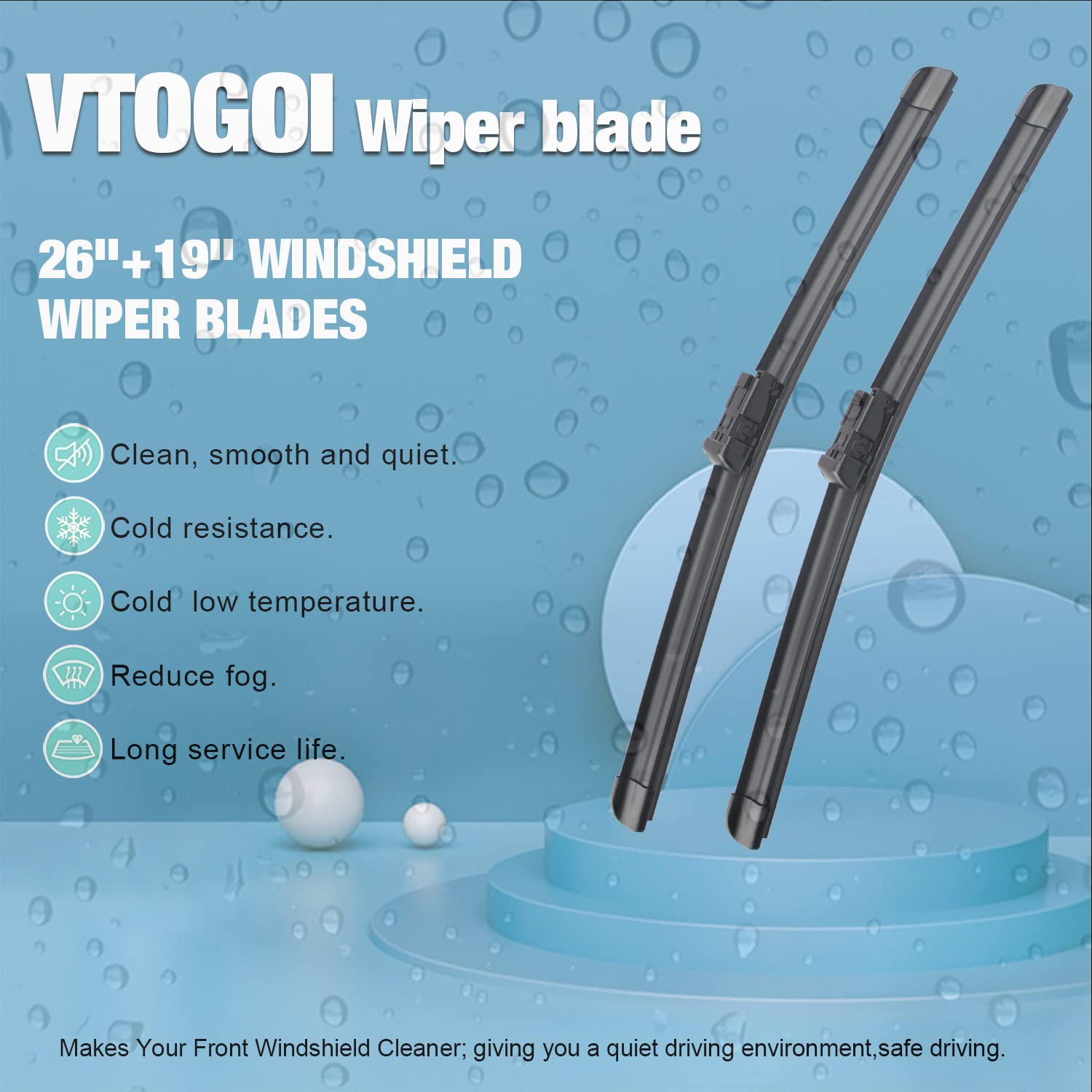 Vtogoi Wiper Blades With Rear Wiper Blades Set For 2018-2023 Land Rover Range Rover Velar,Automotive Replacement Windshield Wiper Blades, That Meet Oem Quality Easy Diy Install 26 '+19'+13'(Set Of 3)