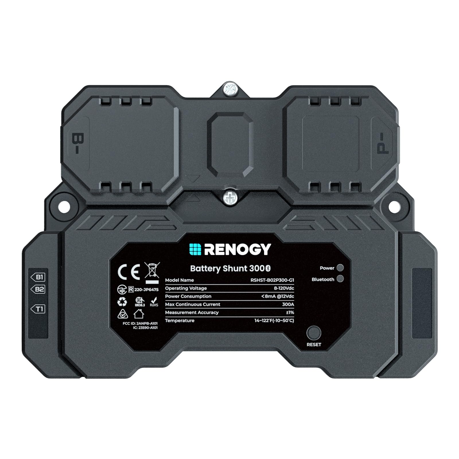 Renogy Battery Shunt 300, Remote Battery Monitoring, Range 8V-120V up to 500A, High Precision Current Sensor, Compatible Lead Ac