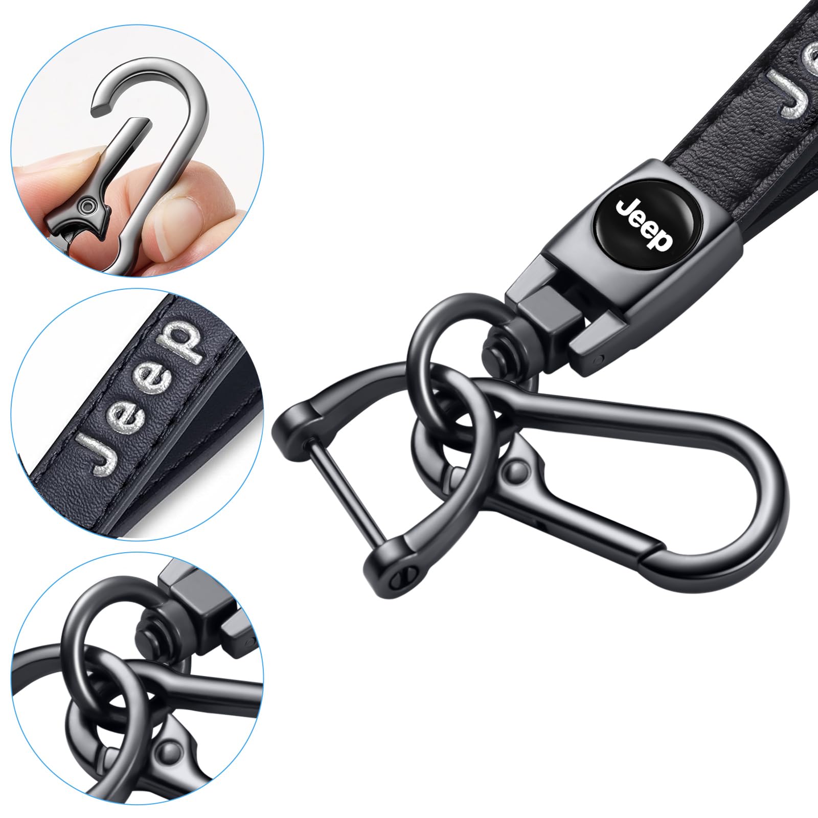 Sdshsm Genuine Leather Car Keychain Suit For Jeep Wrangler Compass Cherokee Renegade Patriot Grand Commander Men'S And Women'S K