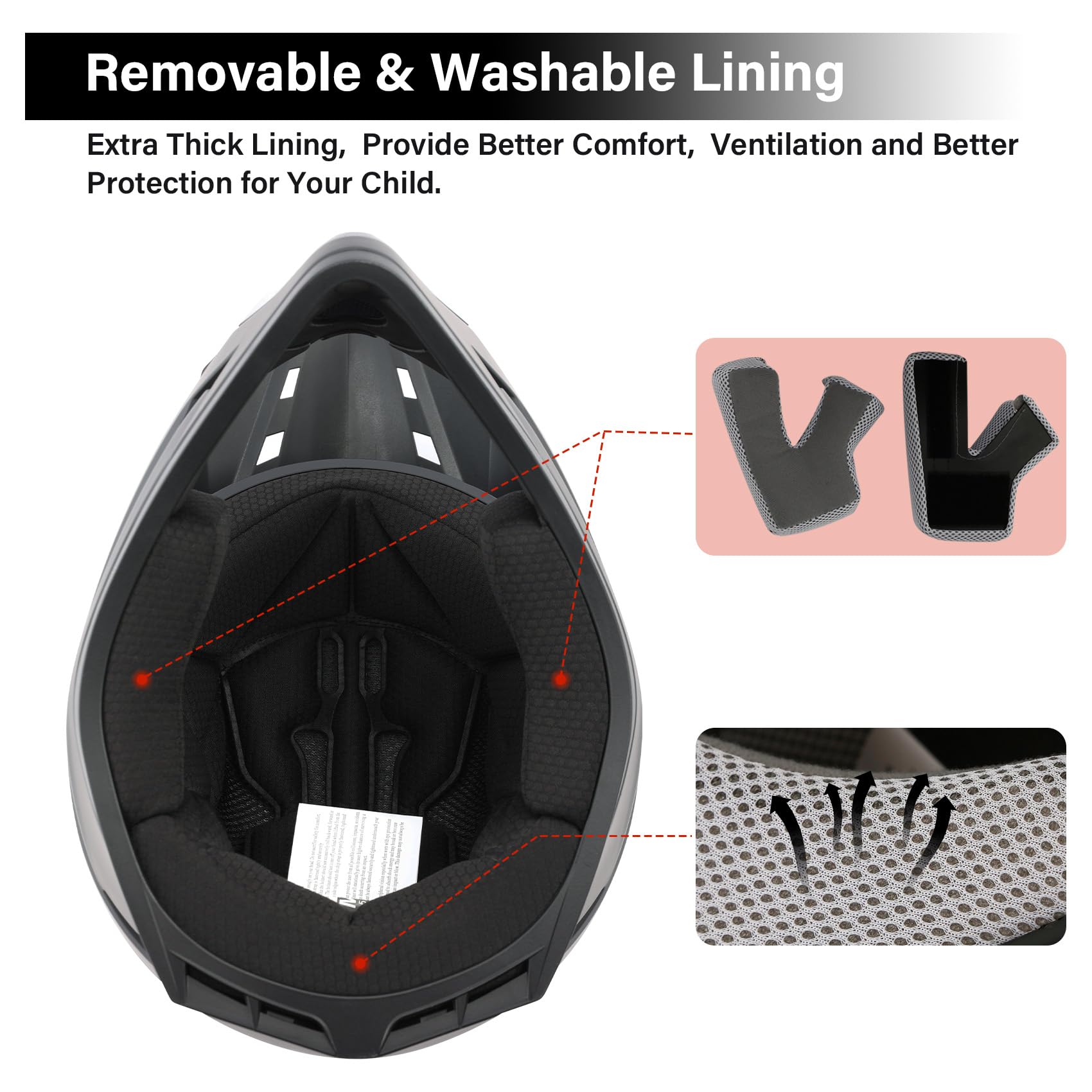 XFMT Youth Motocross Full Face Helmet, Matte Black, Small, Model XF-274-S, Includes Goggles & Gloves, Durable ABS Material