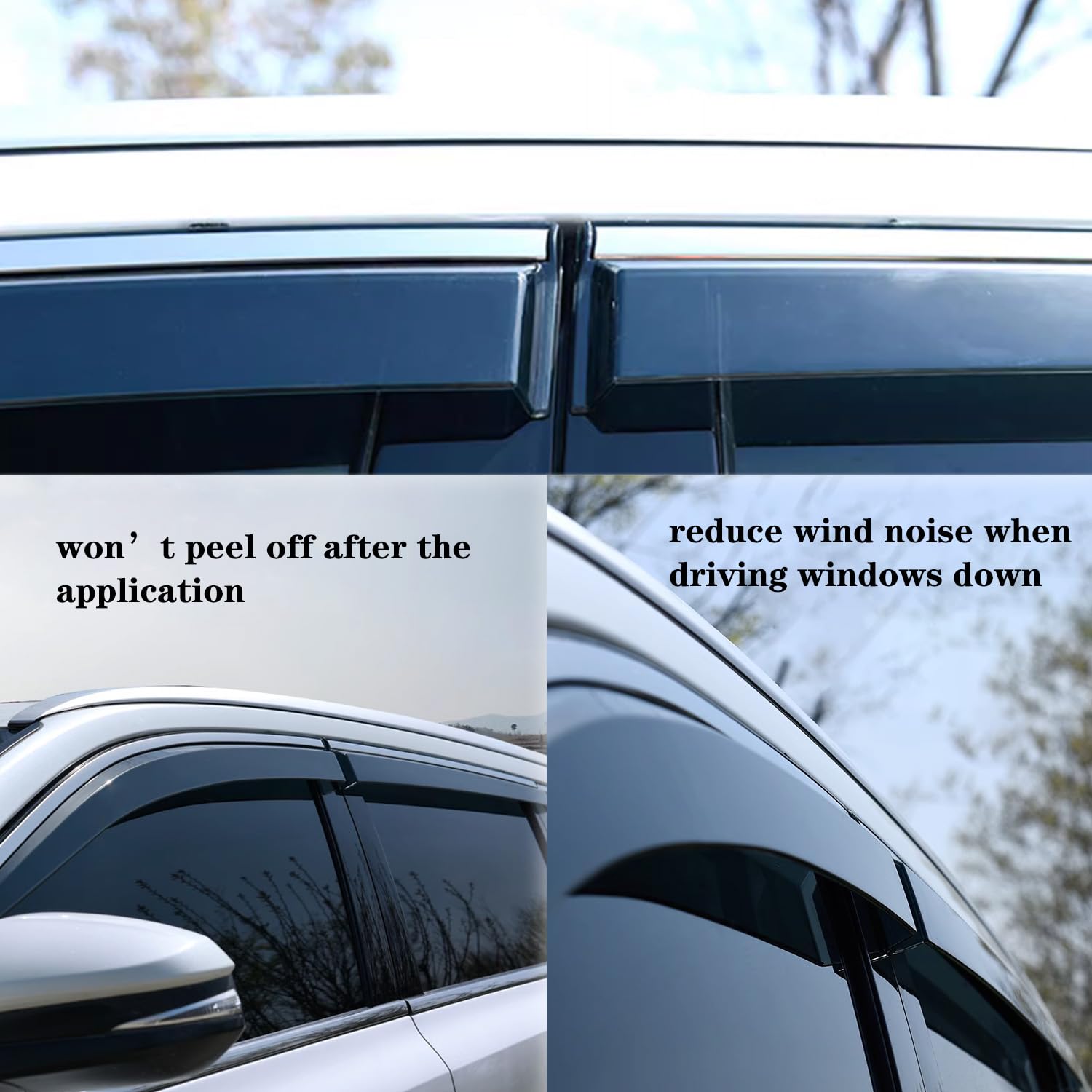Vesul Compatible With Subaru Outback 2020-2025 Rain Guards Wind Deflectors Anti-Rain Window Visors With Tape 304 Stainless Steel
