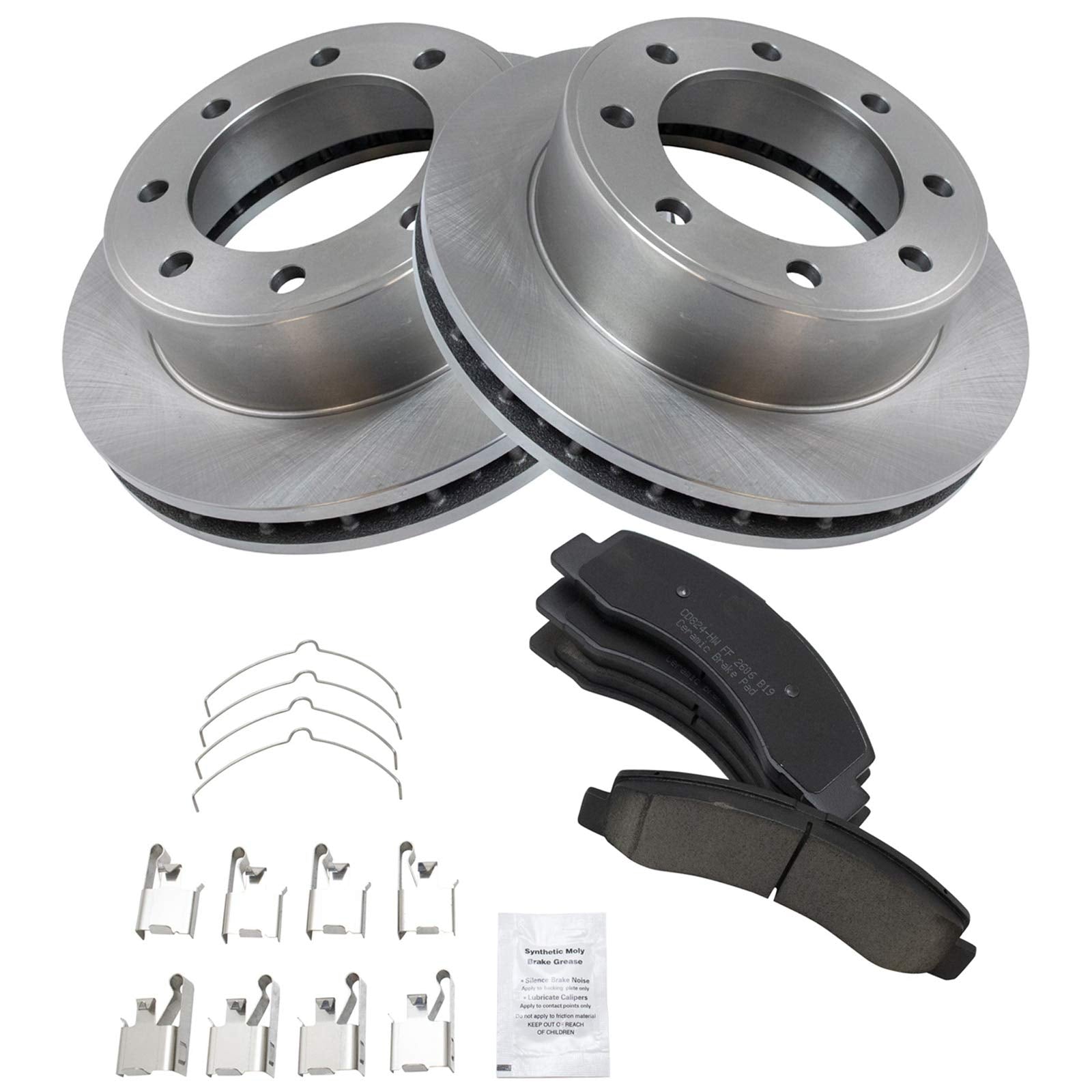 Trq Front Brake Pad & Rotor Kit Brake Pads Brake Rotor Ceramic Compatible With 2000-2005 Ford Excursion 2000-2004 F-250 Super Du