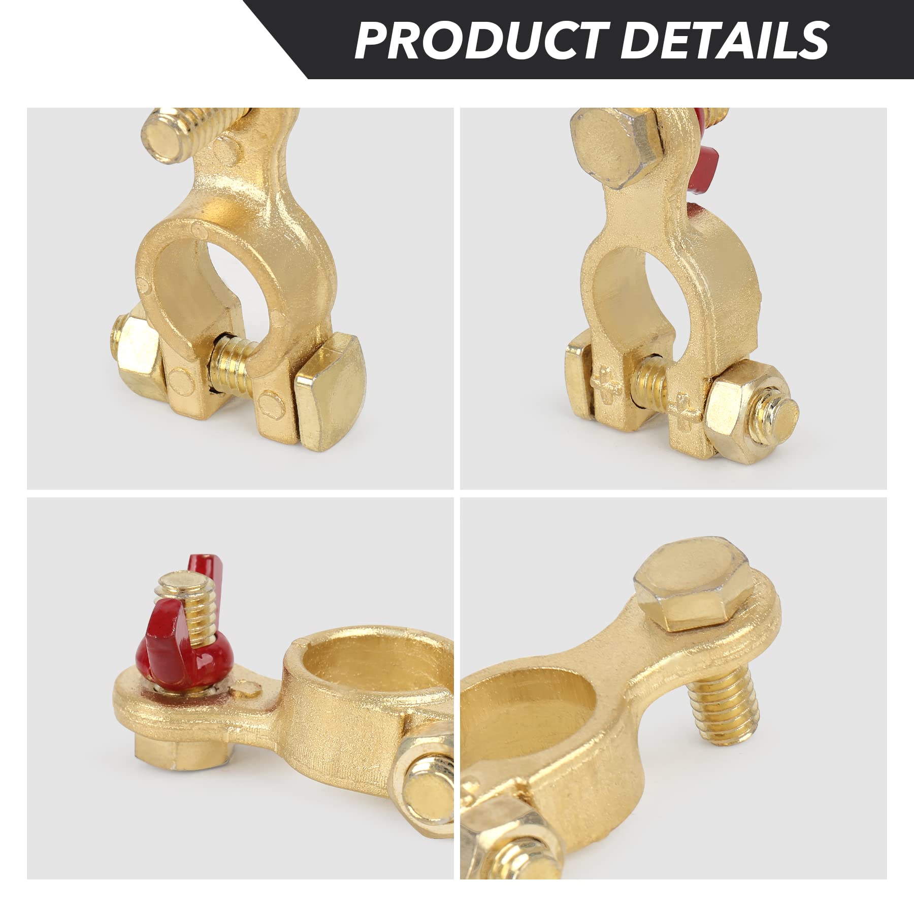 Singaro Car Battery Terminal Connector, Pure Copper Cable End Top Post Clip Positive And Negative Pole, Applicable To Automobile