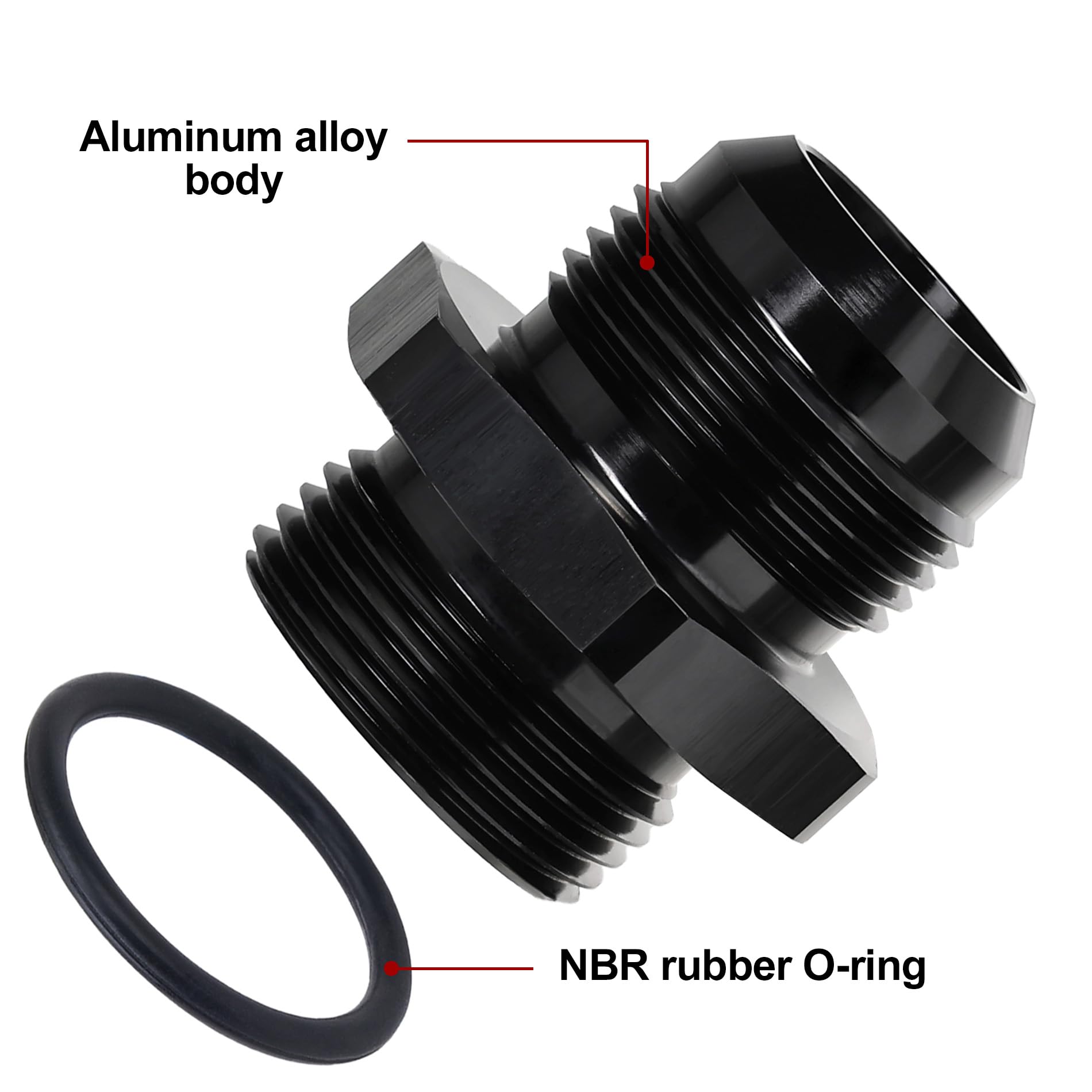 Evil Energy 16An Flare To 16An Orb Male Fuel Rail Adapter Fitting Black 2Pcs