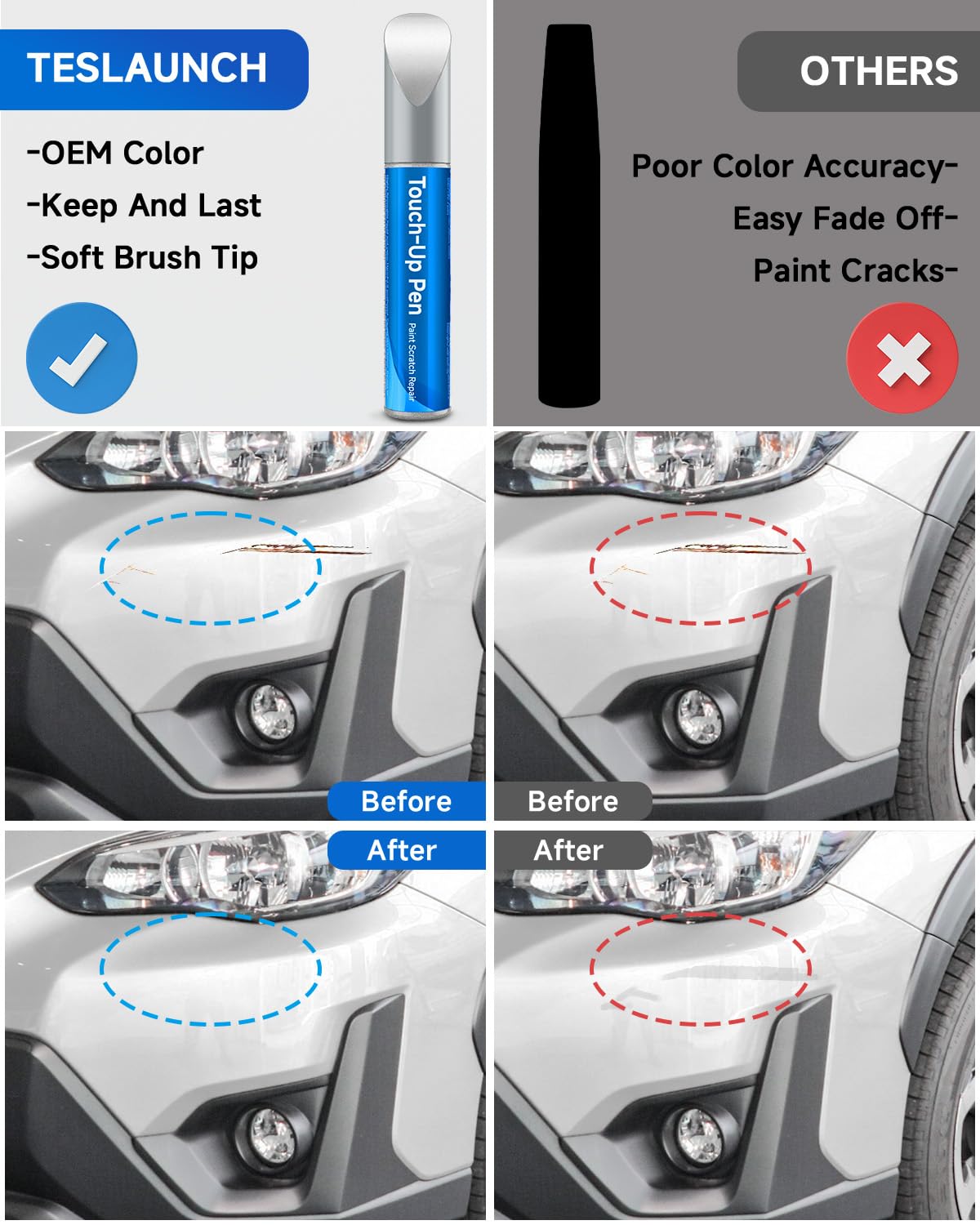RSACET Touch Up Paint - K1X Crystal White Pearl Tricoat, 0.41 Fl Oz, Compatible with Subaru, Car Scratch Repair