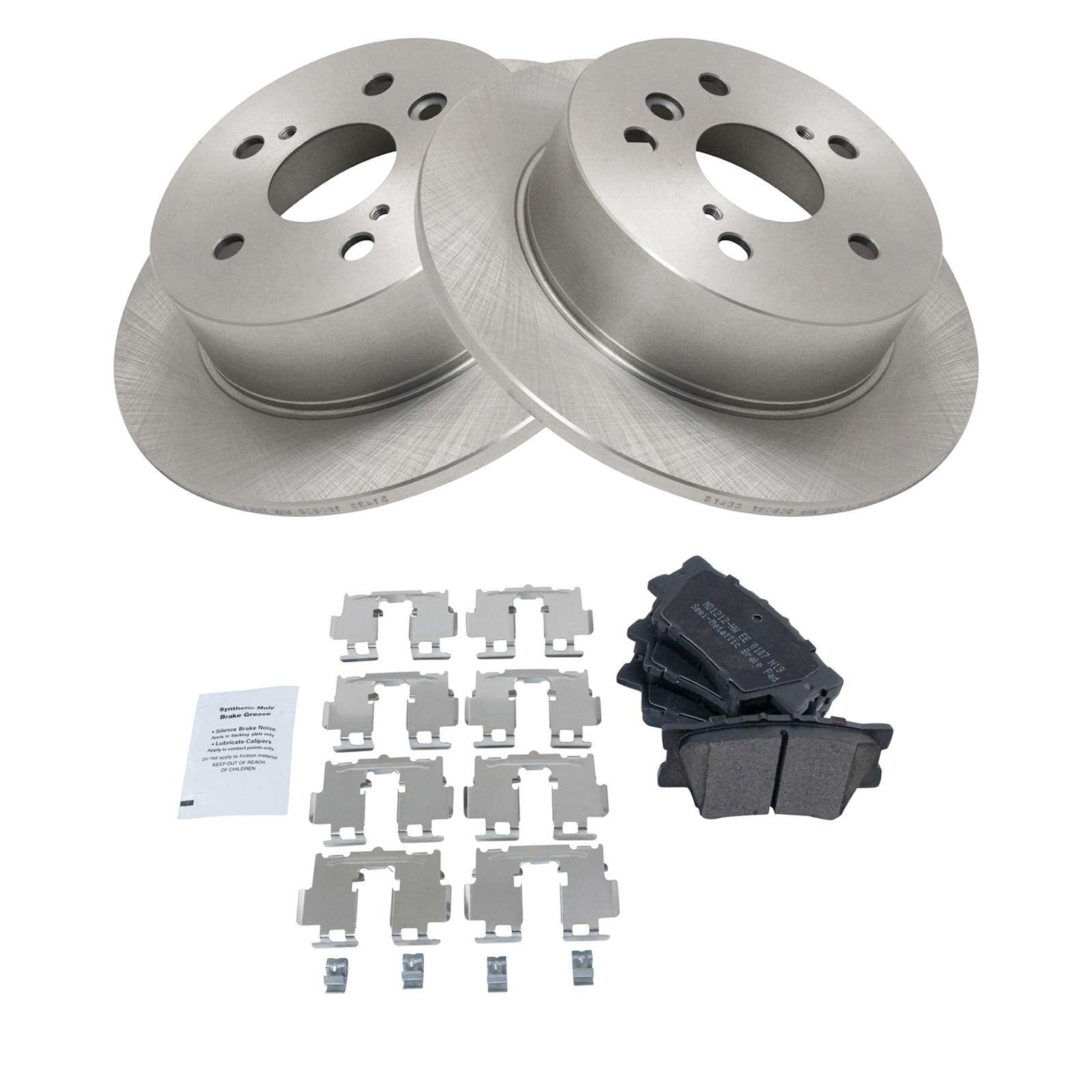 Trq Rear Brake Pad & Rotor Kit Brake Pads Brake Rotor Semi-Metallic Compatible With 2007-2012 Lexus Es350 2008-2012 Toyota Avalo