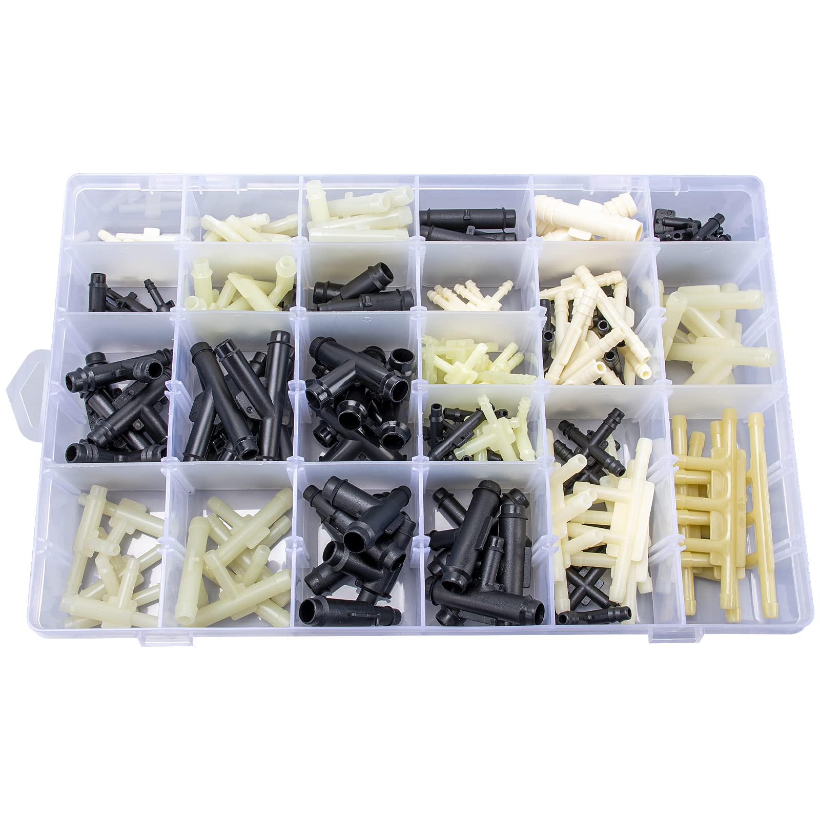 Oautoo 32 Size Automotive Vacuum Tubing Connector Vacuum Tee Connector Assortment Kit 1/8'' 3/16'' 1/4'' 5/16'' 3/8''