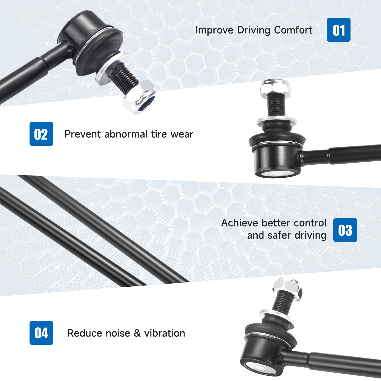 K750043 Sway Bar Links - Front Stabilizer Bar End Links Fit For Ct200H Hs250H Nx200T Nx300H 2010-2017 Scion Im Tc Xb 2008-2016, Corolla Im Prius Prius Plug-In Prius V Rav4 2006-2018