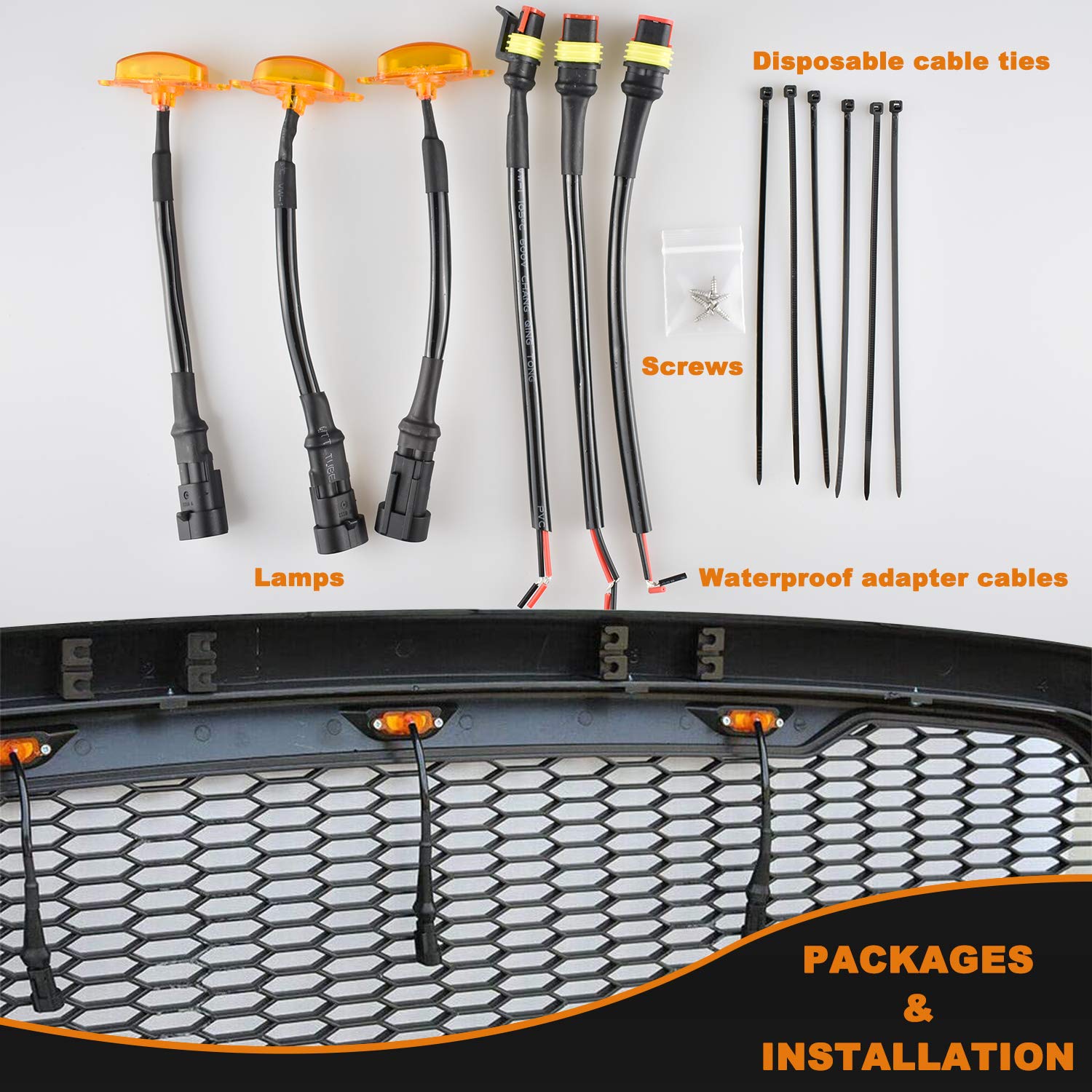 Boigoo Front Grille Lights Compatible For 2013-2018 Dodge Ram 1500 Raptor Style Aftermarket Grid & 2004-2019 Ford F-150 Raptor Grilles, Cars