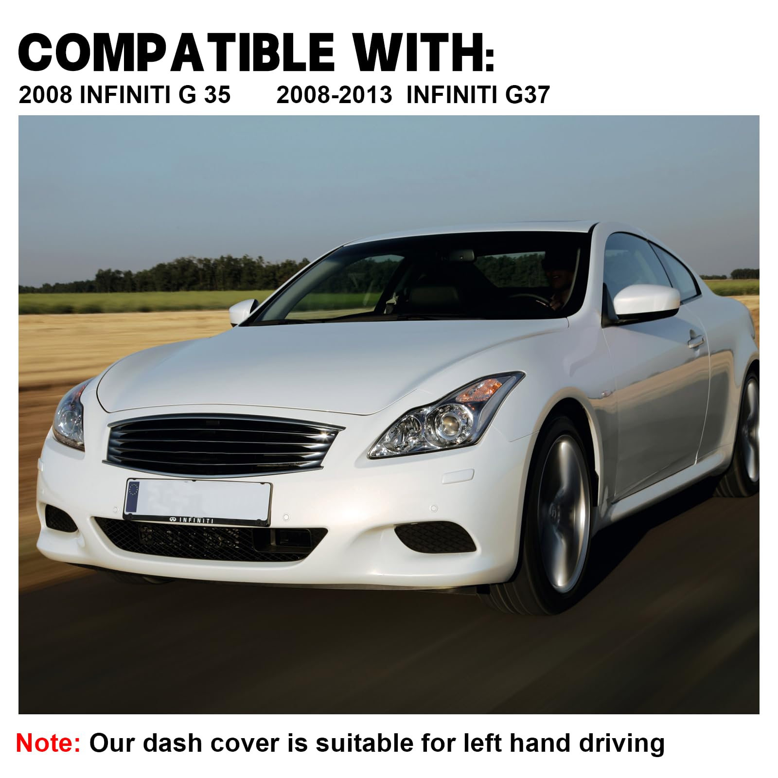 SPEEDWOW Dashboard Cover Mat for 2007-2013 Infiniti G37 - Durable Carpet, Custom Fit, Black Model KT04619BK
