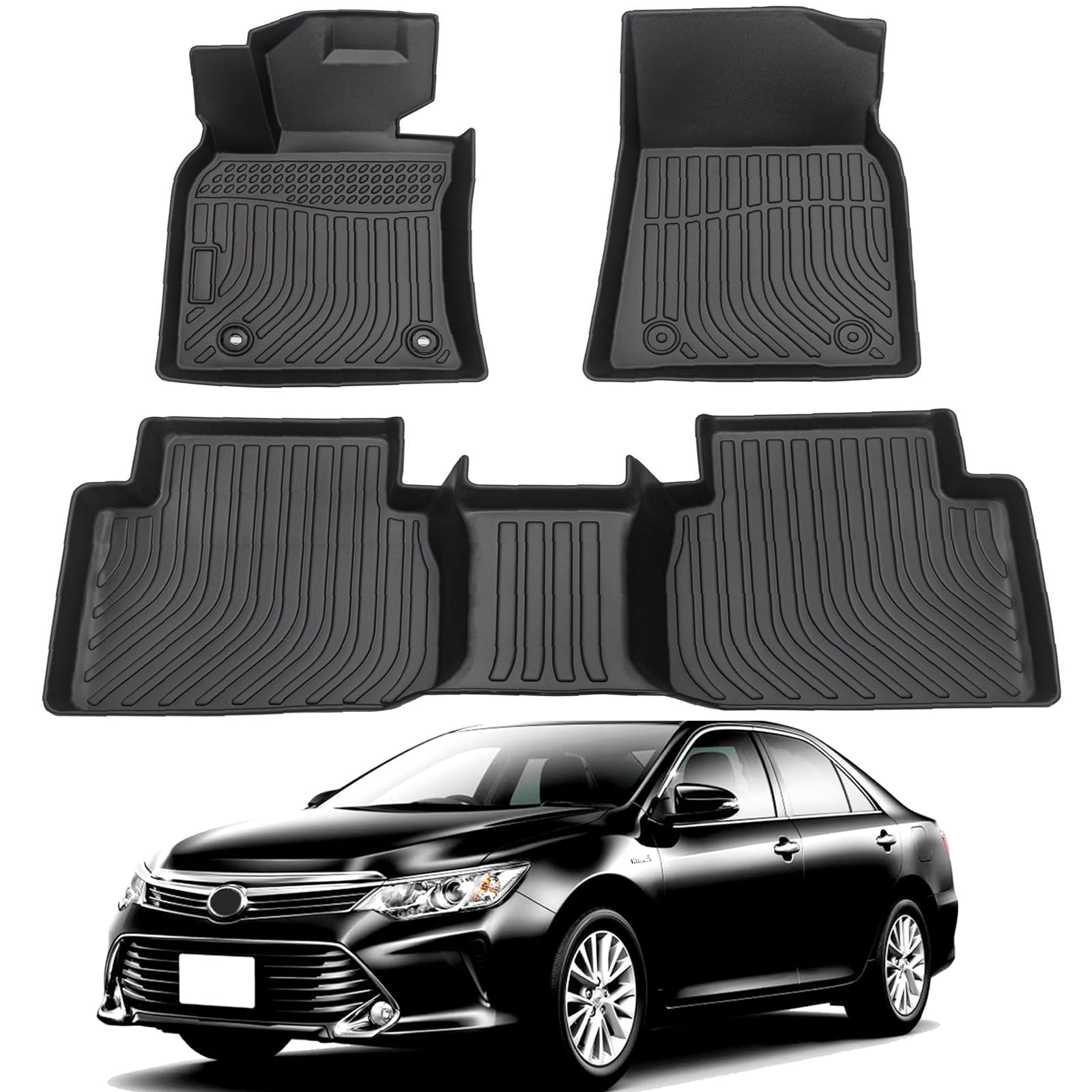 All Weather Rubber Car Floor Mats Compatible With 2018-2024 Toyota Camry(No Fit 2018-2023 Camry Hybrid), Full Set Includes 1St A