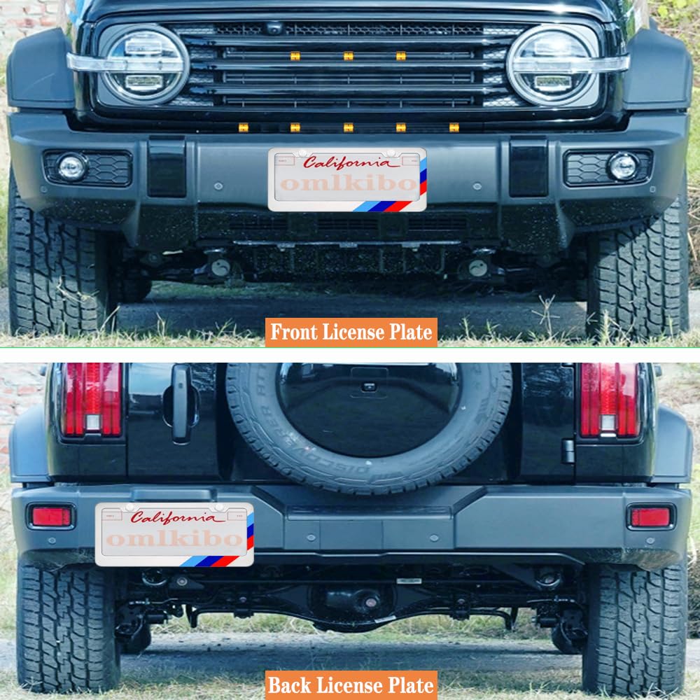 Omlkibo Tri-Color 3 Color Aluminum License Plate Frame Cover Holder Compatible With Toyota Vehicle Truck Trailer Suv. (Yellow Re