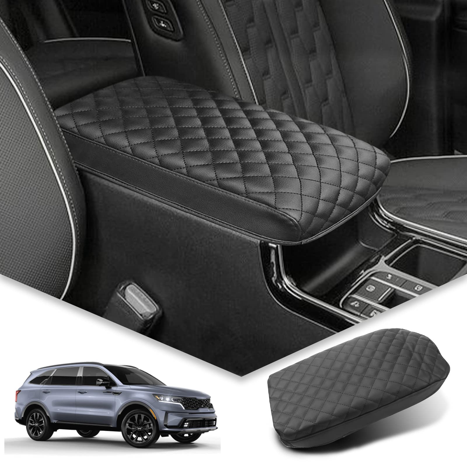 Bibibo For 2024 2025 Kia Sorento Center Console Armrest Cover,Armrest Cushion 2021-2025 Sorento Console Lid,Car Arm Rest Pad Sea