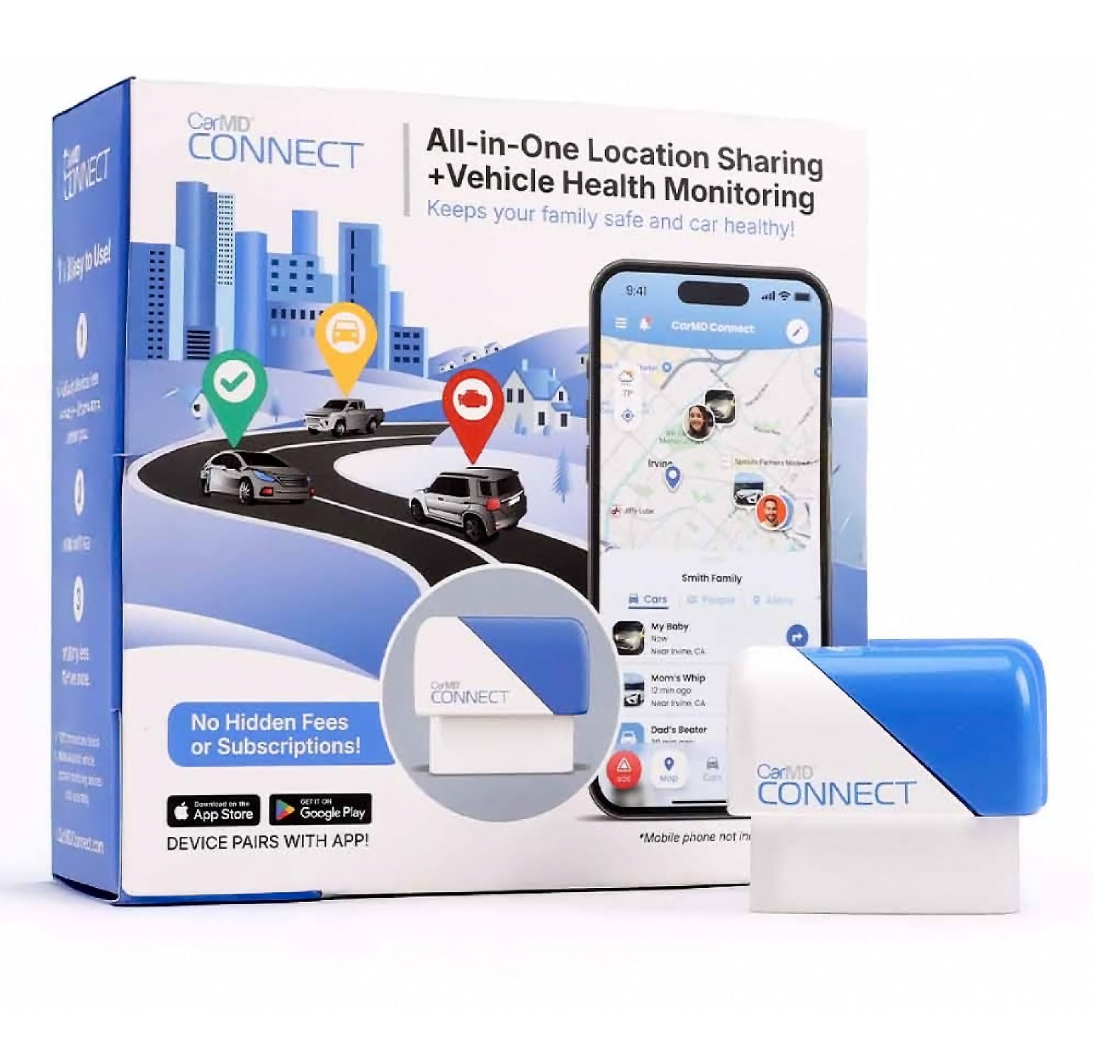 CarMD Connect - Real-Time Vehicle Location Sharing + Vehicle Health Monitoring | No Subscription | AI Auto Expert | Safety Alert