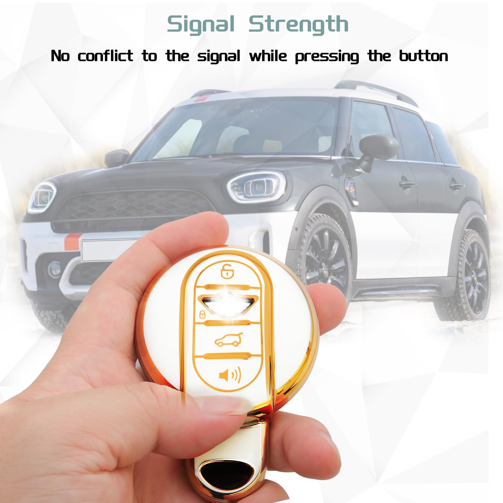keycov Key Fob Cover for Mini Cooper, Thermoplastic, White, Compatible with Clubman & Countryman, F54 F55 F56 F57 F60