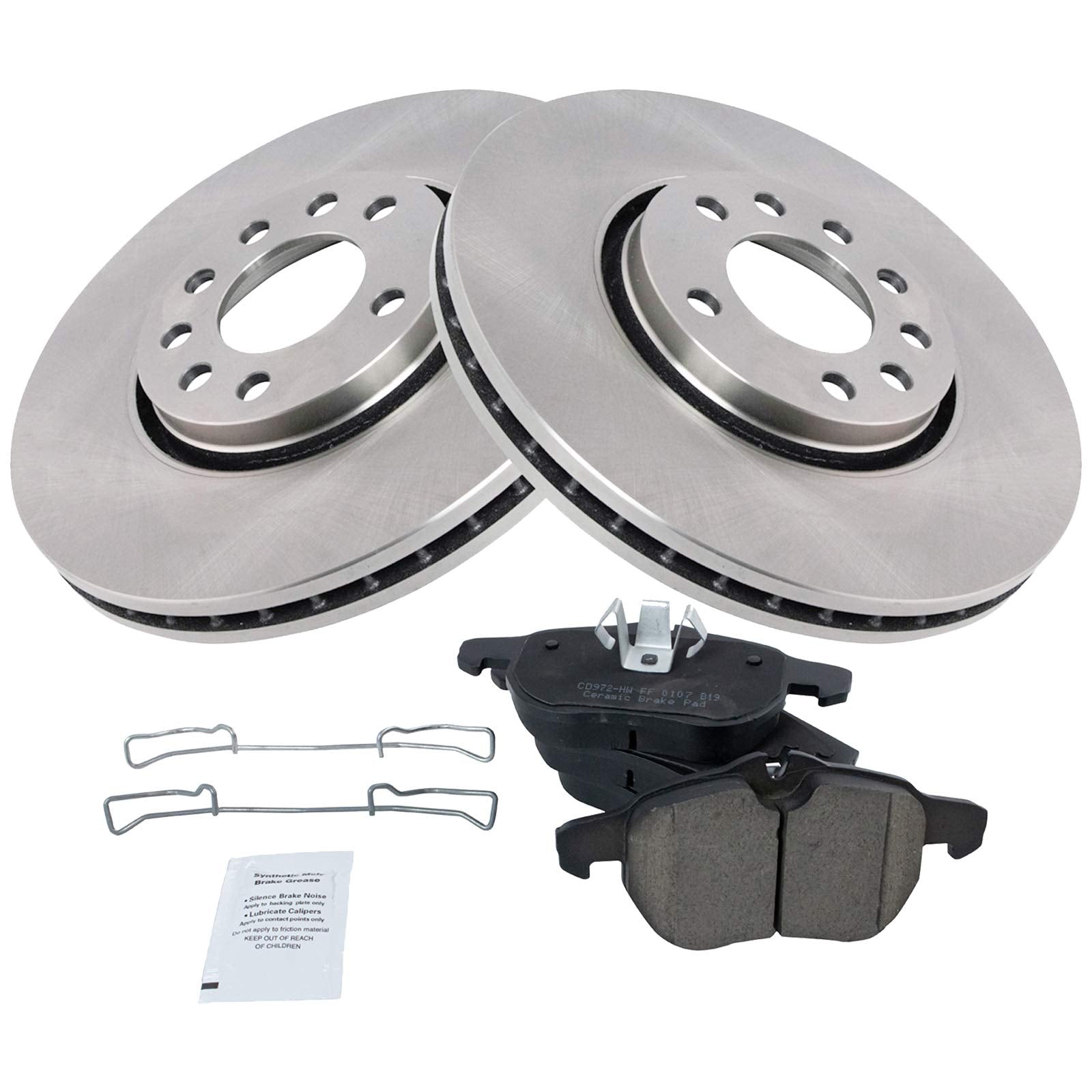 Trq Front Brake Pad & Rotor Kit Brake Pads Brake Rotor Ceramic Compatible With 2003-2011 Saab 9-3 2010-2011 9-3X