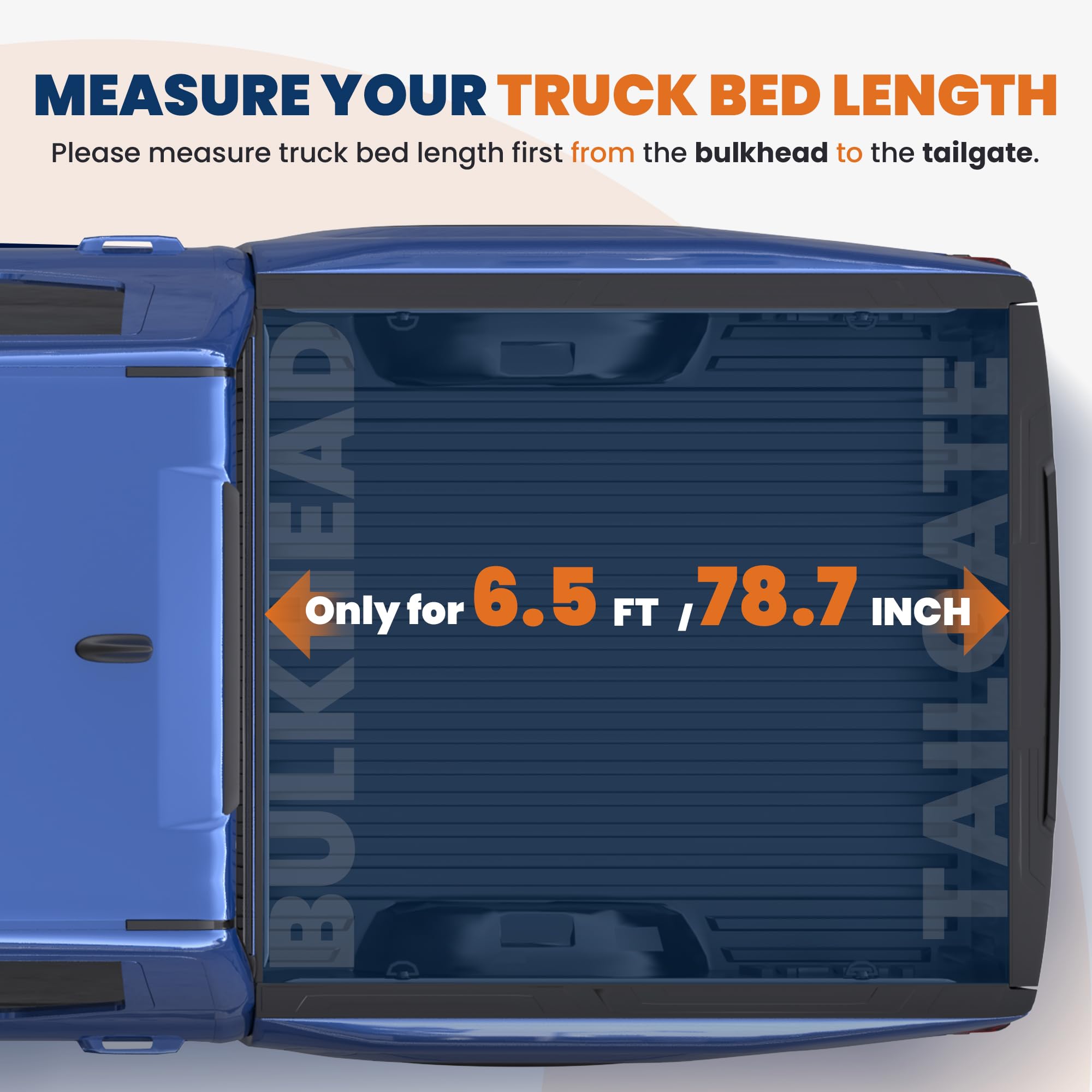 KUIPERAUTO Fiberglass Tri Hard Tonneau Cover Compatible for 2000-2006 Toyota Tundra Fleetside Truck Bed Cover - 6.5 FT Bed On To