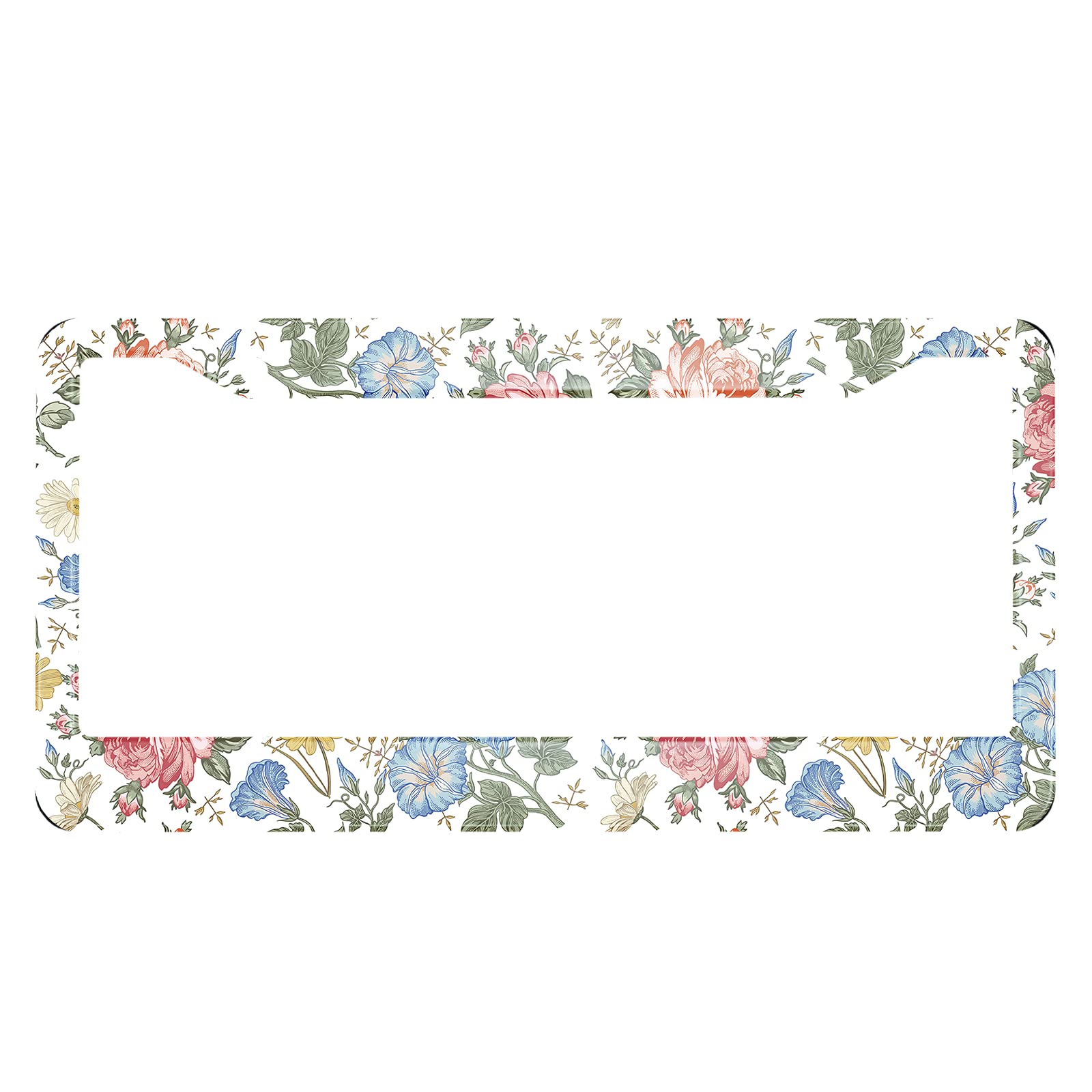 Swono Floral License Plate Frame Beautiful Chamomile Rose Petunia Wildflowers Print License Plate Cover Aluminum Metal License P