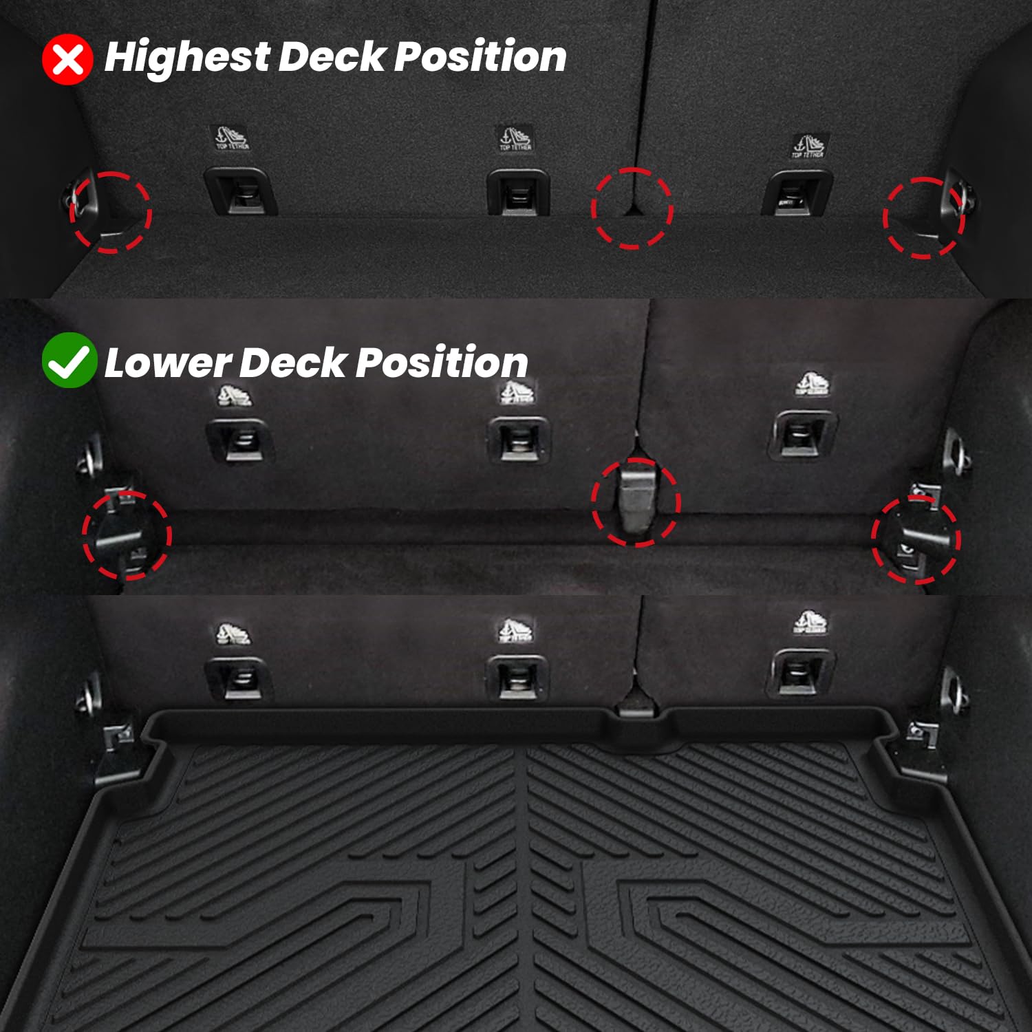 Lasfit Floor Mats & Trunk Mat For Jeep Compass 2017-2025 Lower Deck Position Cargo, All Weather Tpe Custom Fit Car Mats Floor Li