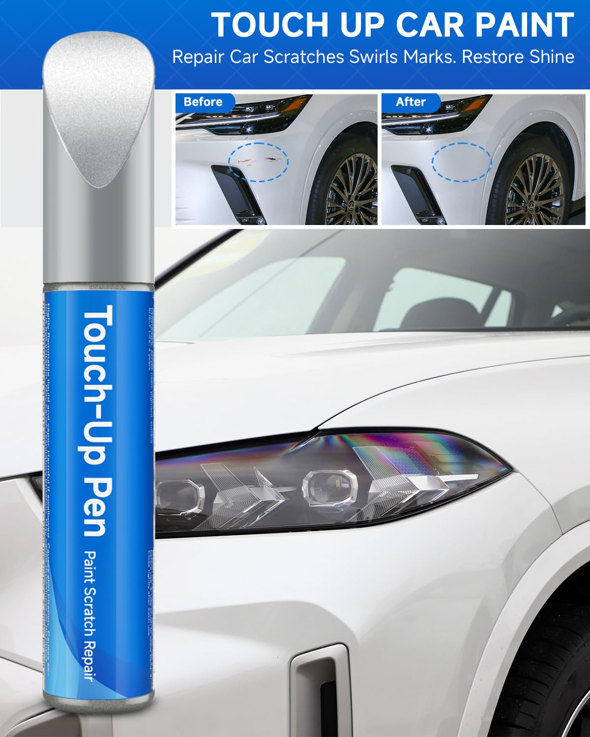 TESLAUNCH Touch Up Paint for Lexus - Nightfall Mica 8X5 - 0.41 Fl Oz Scratch Repair