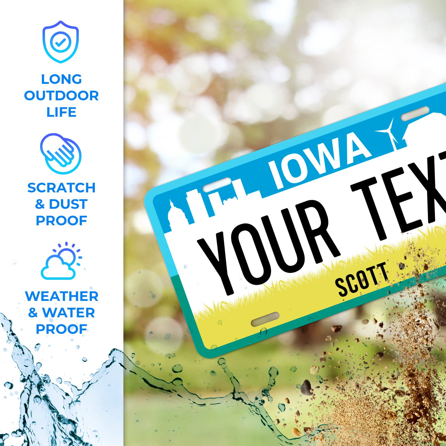 Sigo Signs Custom Iowa Mini License Plate - Personalized 3x6 Inches, Rust-Free Aluminum, Fade Resistant, Made in The USA