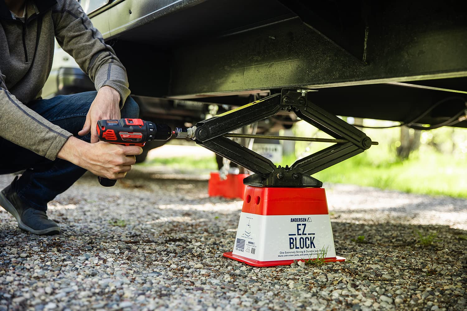 Andersen Hitches 4-Pack EZ Jack Blocks | Heavy Duty RV Stabilizer Stands | Red Plastic Leveling System | Model ANDE-3621-4