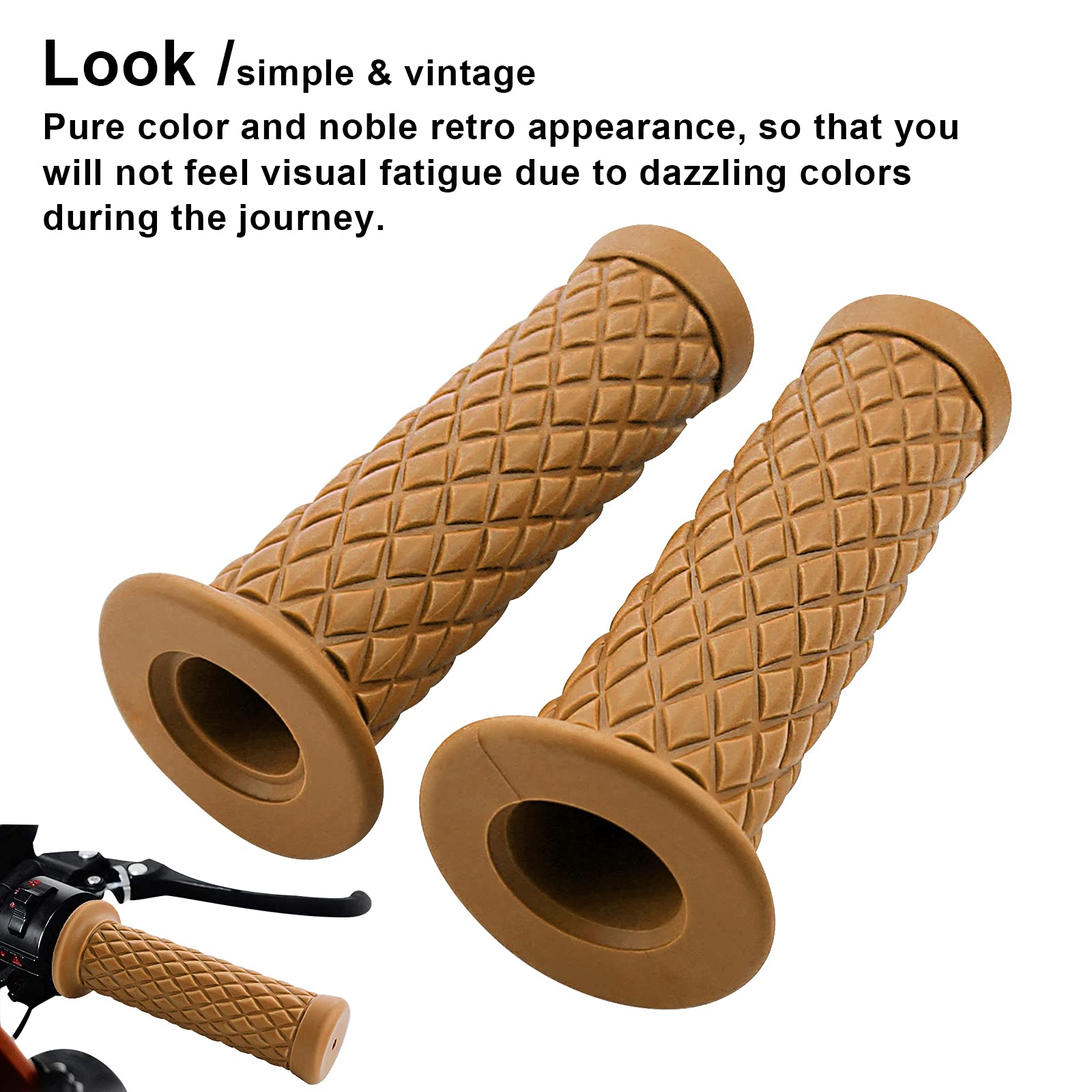 Motorcycle Retro Comfortable Hand Handlebar 7/8'' 22Mm 1'' 24Mm Non Slip Rubber Handle Grips Compatible With Kawasaki (Yellow)