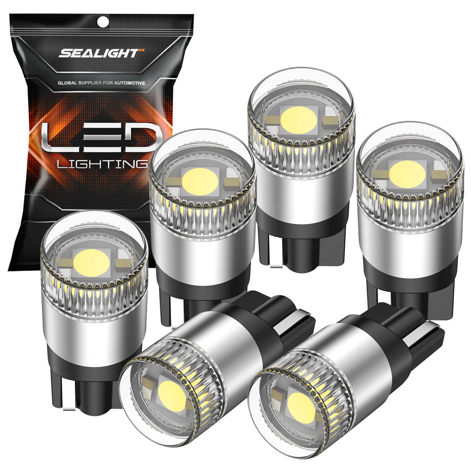 Sealight 194 Led Light Bulbs 6000K White, W5W 168 2825 T10 Car Interior Light Bulb Replacement For License Plate Light, Dome Lig