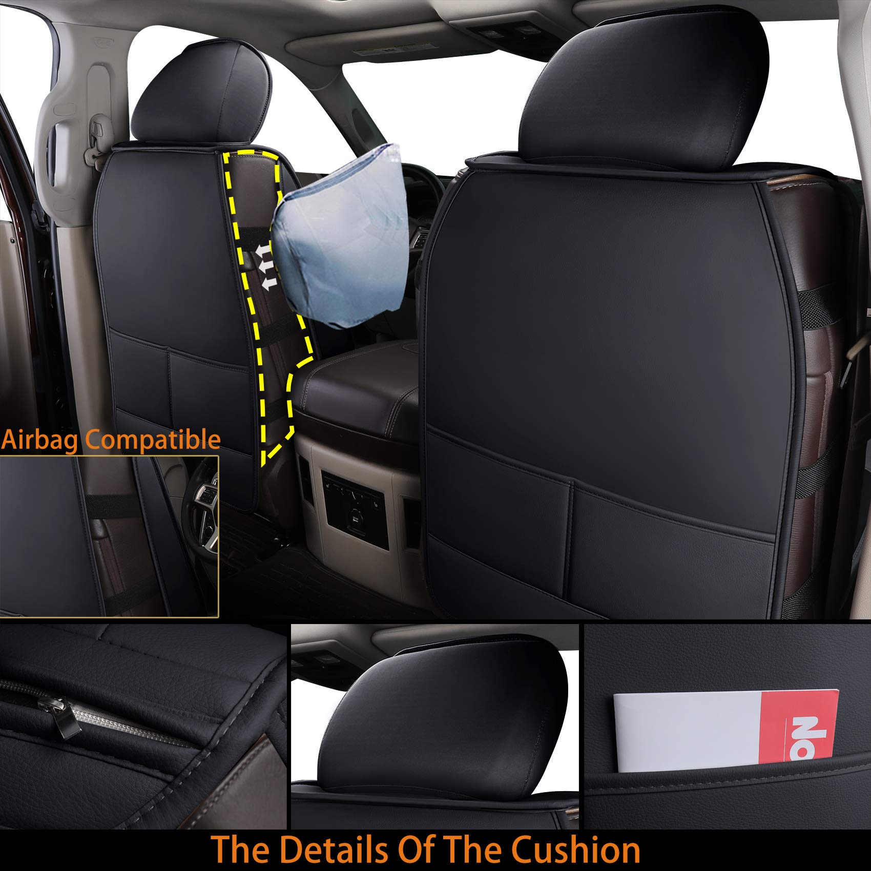Coverado Car Seat Covers Full Set, Dodge Ram Seat Cover Waterproof Leather Protector Fit 2002-2023 1500 2010-2023 2500 3500 Truc
