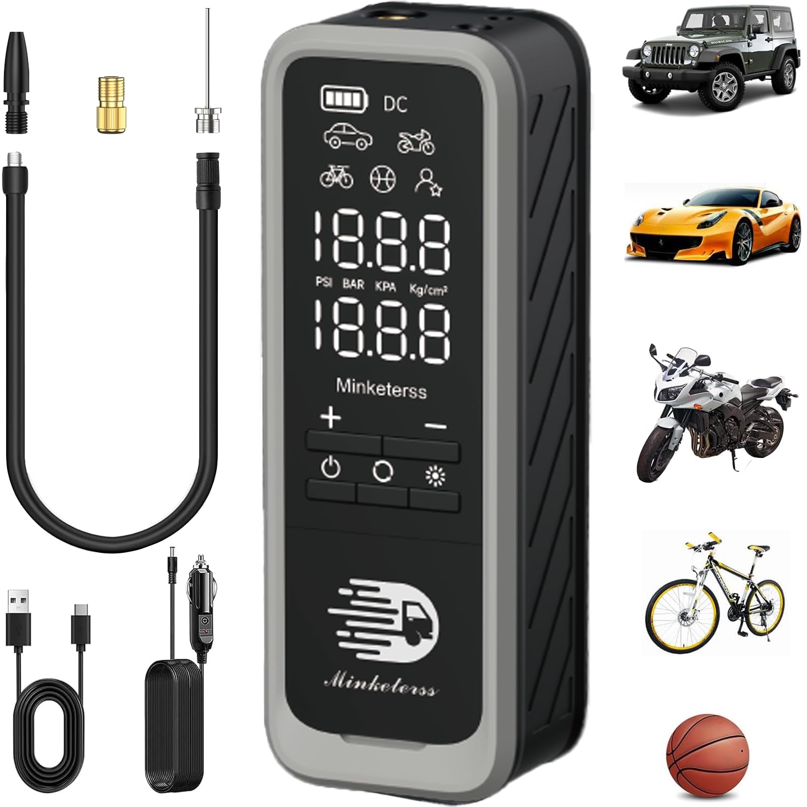 Tire Inflator Portable Air Compressor 4X Faster Inflation Air Pump 160 PSI Cordless Tire Inflator with Digital Pressure Gauge LE