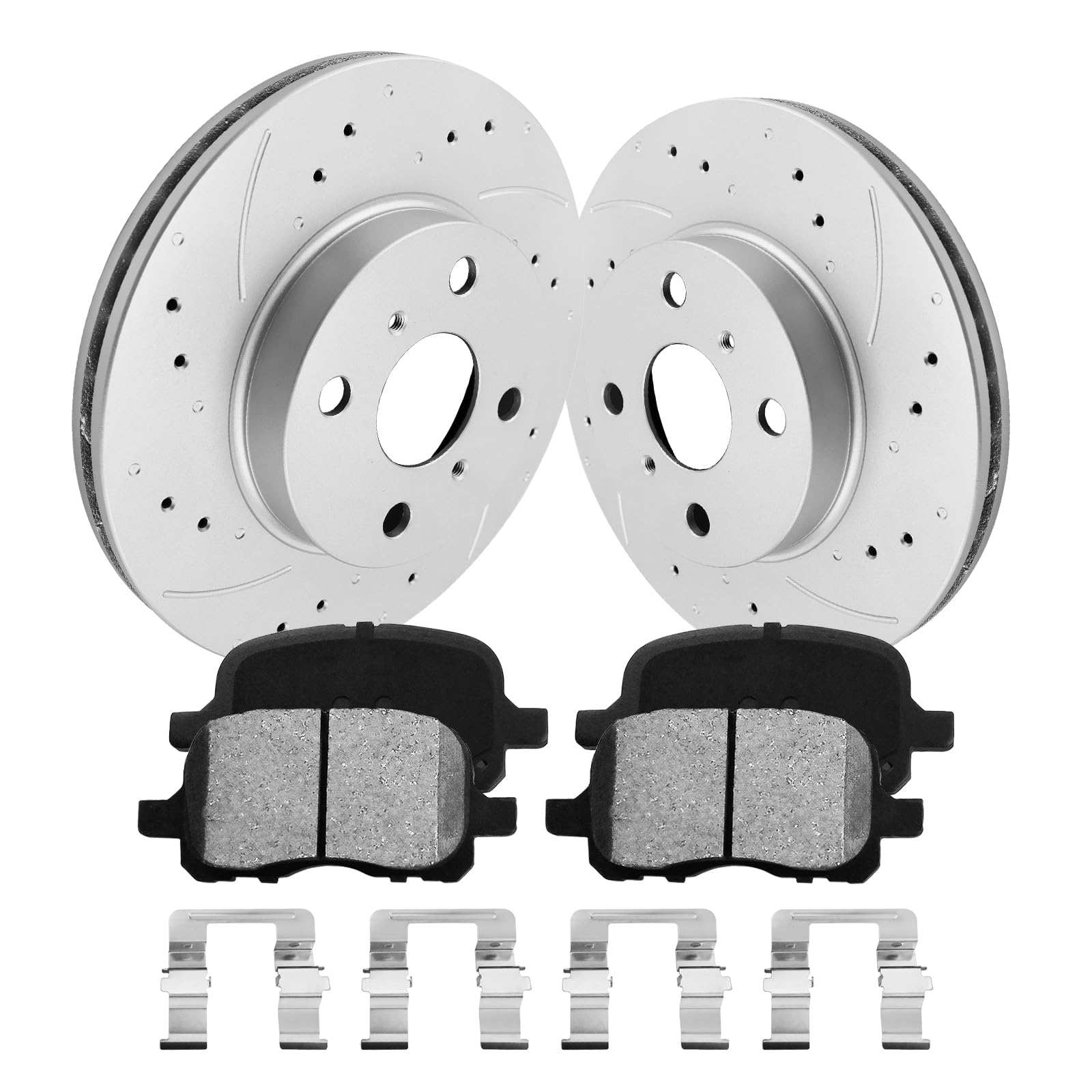Anpulsero Front Automotive Replacement Brake Kit, Drilled and Slotted Brake Rotors Brake Pads Compatible with 1998-2002 Toyota C
