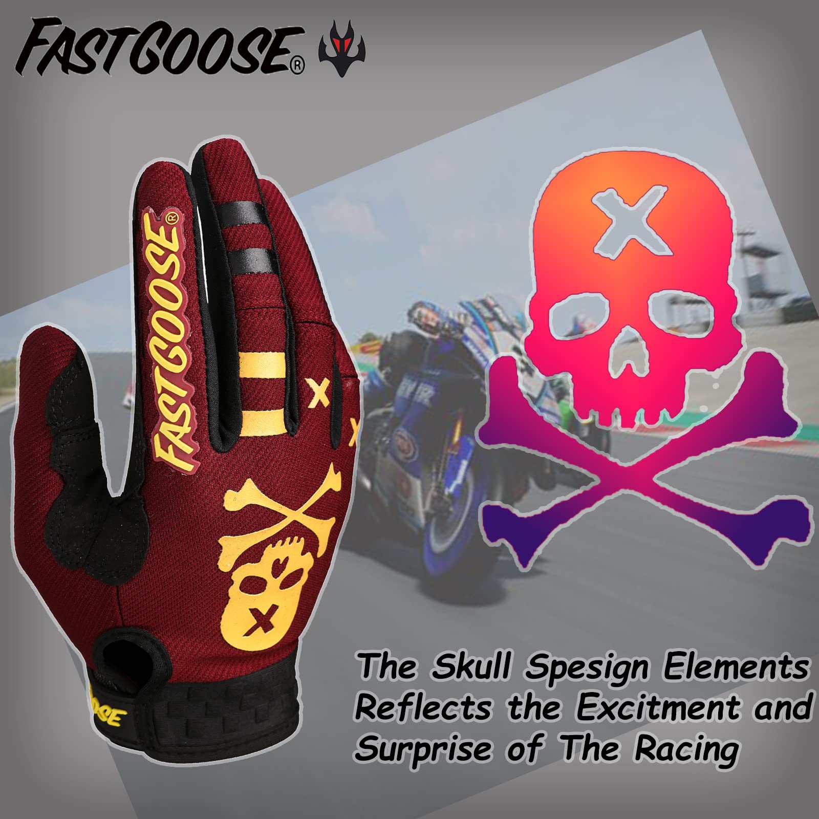 Fastgoose Dirt Bike Motorcycle Gloves Motocross Gloves Motorbike Riding Bike Gloves Atv Mx Mtb Off Road Racing Sports Cycling Glove (Maroon, Small)