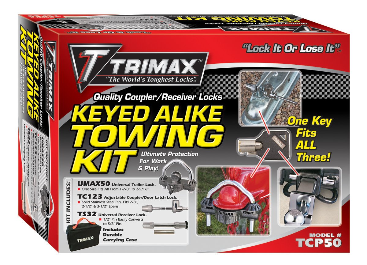 Trimax TCP50 Trailer Lock Combo Pack (Keyed Alike) , Black