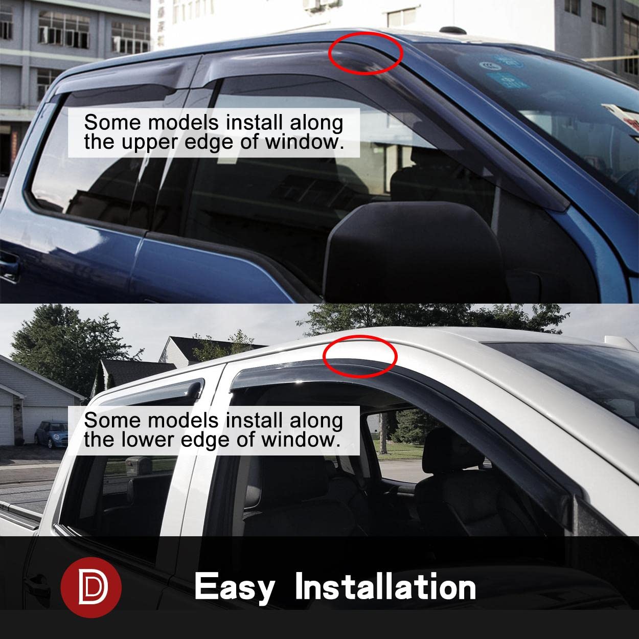Deebior 94040 Side Window Visor Wind Vent Deflector fit for 2007-2013 Chevy Silverado/GMC Sierra 1500,2007-2014 2500HD/3500HD wi