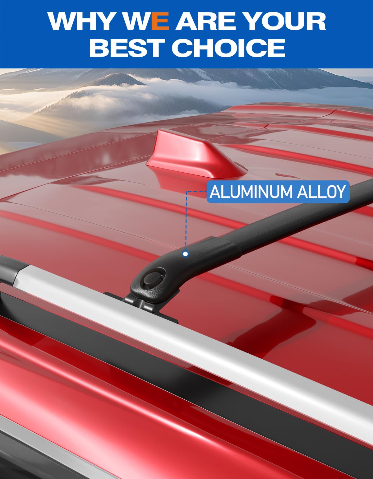 Wonderdriver Roof Rack Cross Bars for GMC Acadia 2024-2026, Heavy Duty Aluminum, Black, Model 104-03WD, Fits Side Roof Rails