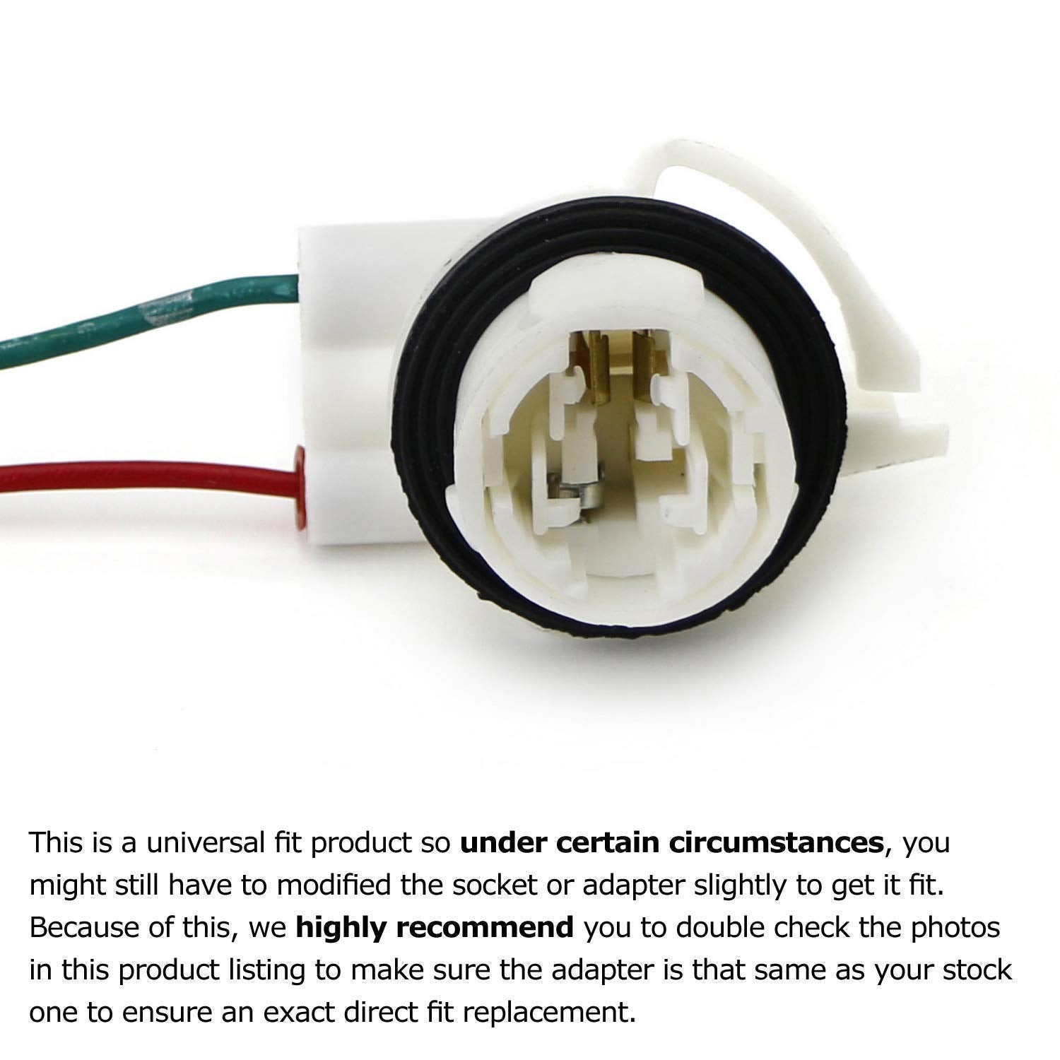 iJDMTOY 2pc White 3156 2-Wire Harness Pre-Wired Sockets As Repair, Replacement, Install LED Bulbs Compatible with Turn Signal Li