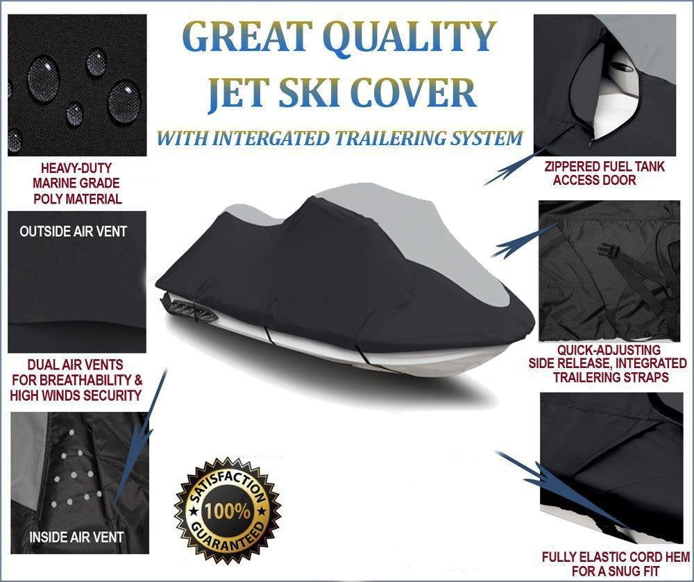 Super Heavy-Duty Pwc 600D Jet Ski Cover Compatible For Sea Doo Sea-Doo Gti Se - Gti Se 130/155 2011-2019 Jet Ski Watercraft Cove
