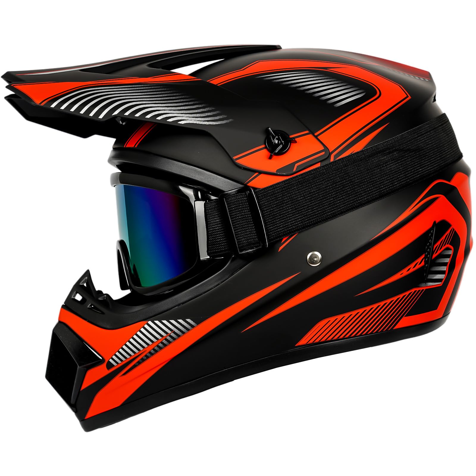 Yesmotor Youth Dirt Bike Helmet Set - Includes Gloves, Goggles, Mask, Large, Red, Premium Safety Gear, DOT Approved