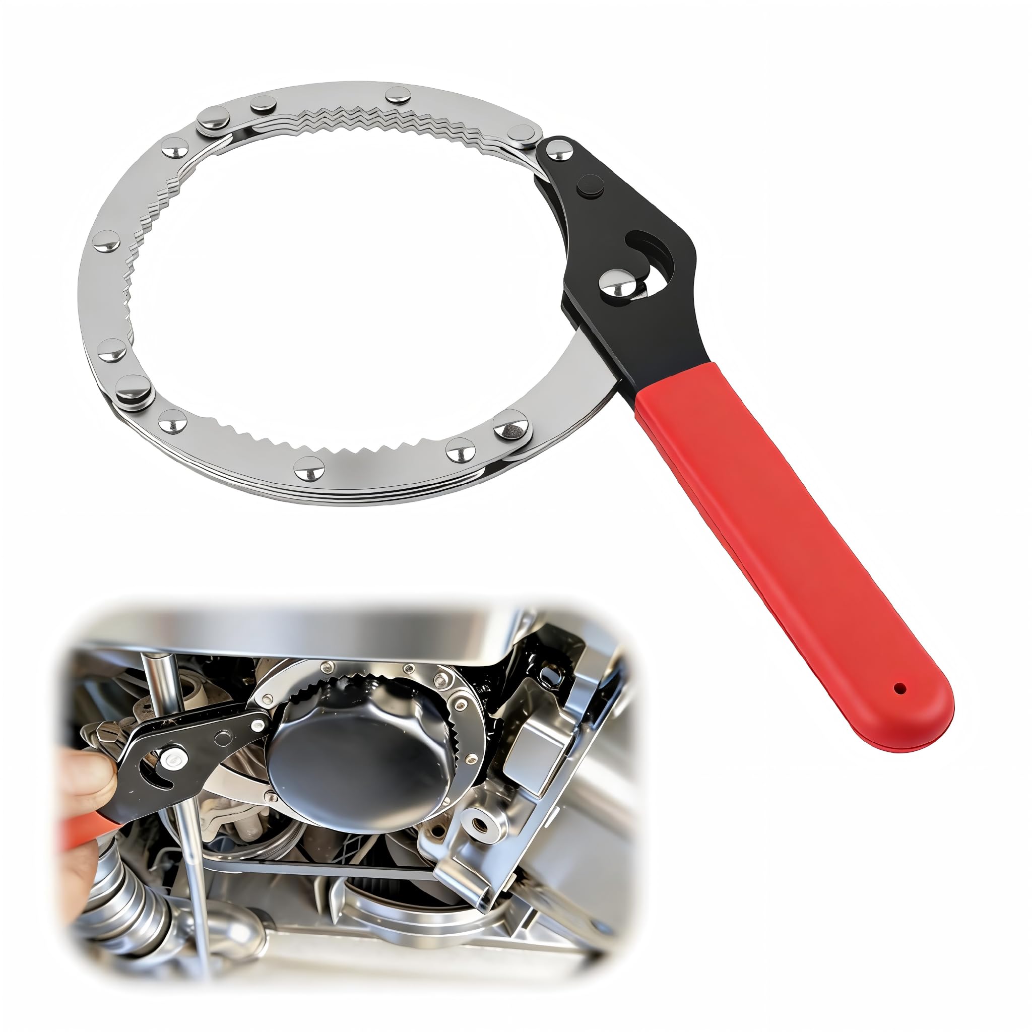 VKQTS 70-90mm Handcuff Adjustable Oil Filter Wrench for Car,Non-slip Car Oil Filter Tool with Precision Serration Design for Eas