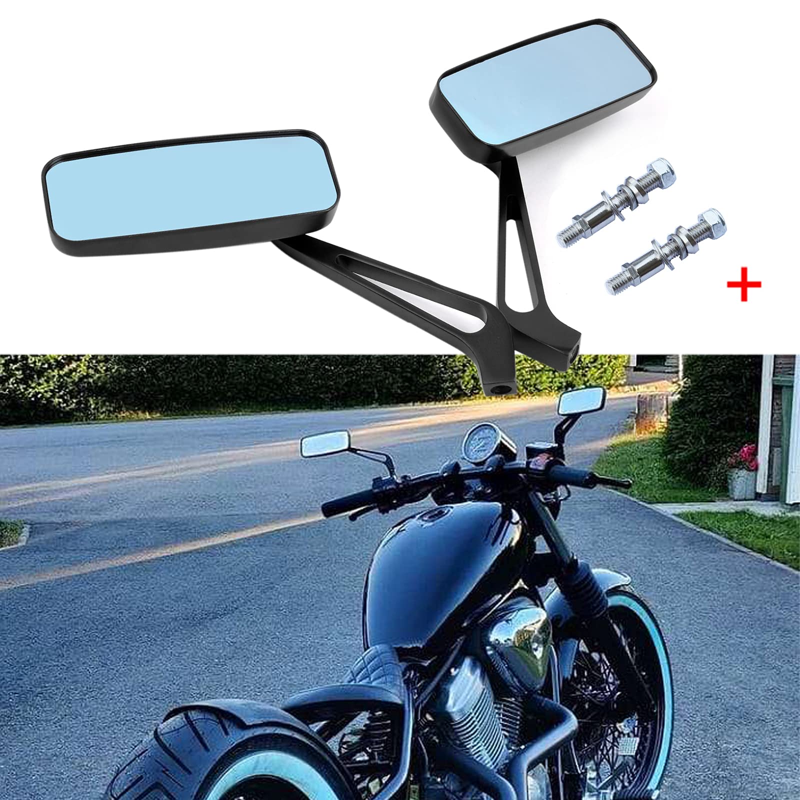 Black Motorcycle Side View Mirrors For Harley Davidson Sportster 883 1200 Street Glide