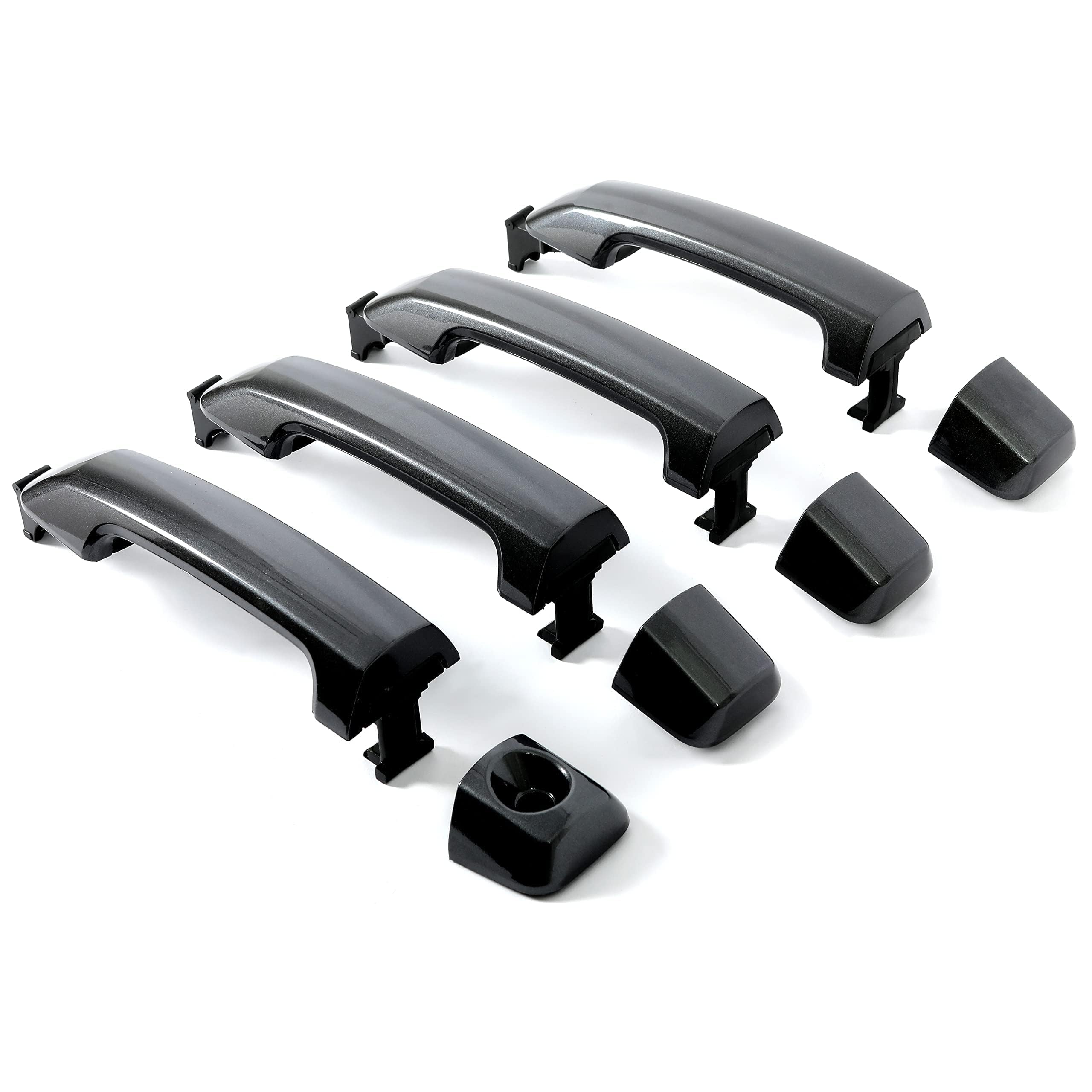 HECASA 4 Door Exterior Handles Kit Gray 1G3 Compatible with 2007-2022 Toyota Tundra Crewmax Sequoia W/O Passenger Keyhole Dark G