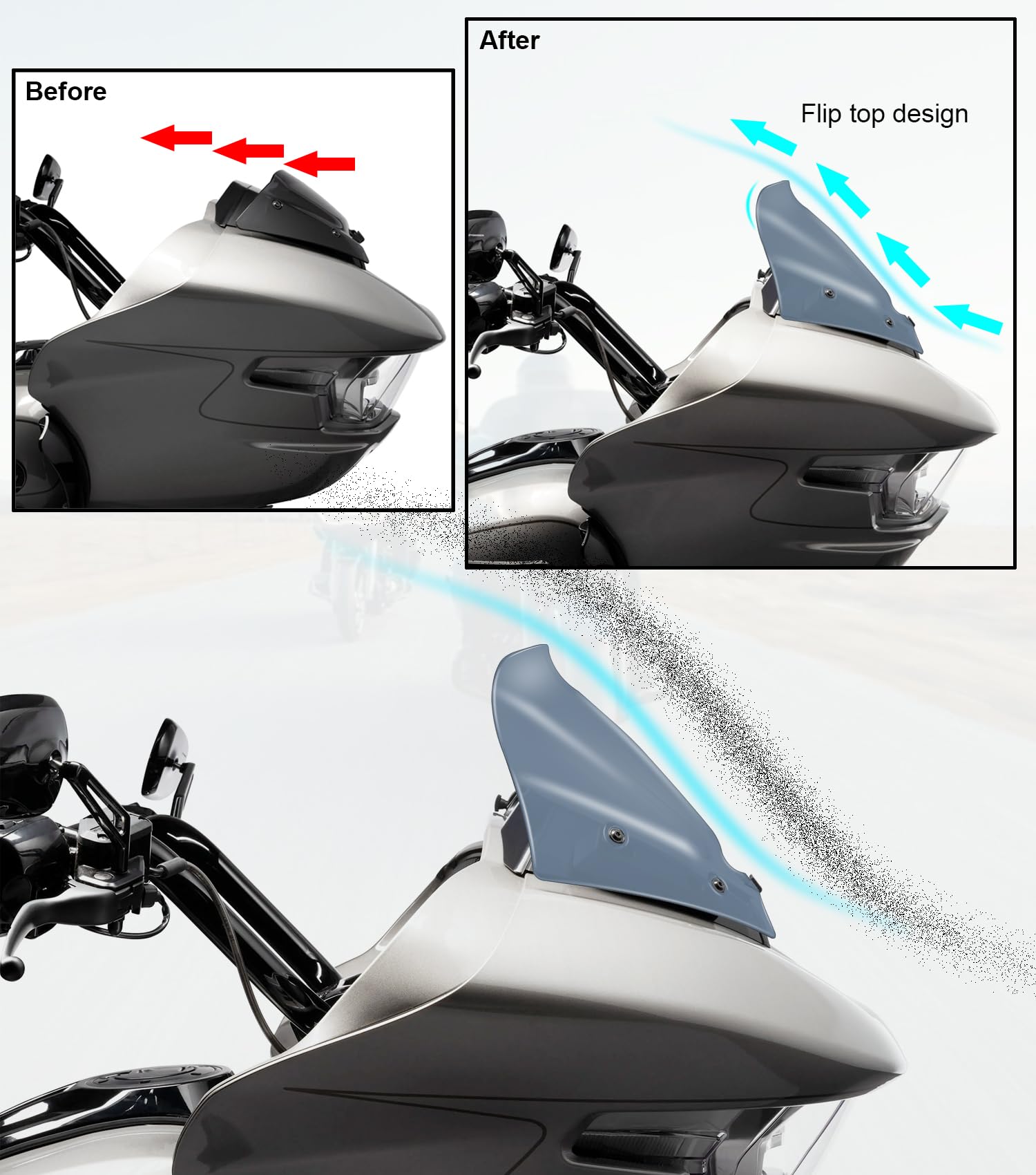 10'' Wave Windshield Windscreen Wind Splitter fits for Harley Davidson CVO Road Glide FLTRXSE 2023-up, CVO Road Glide ST FLTRXST