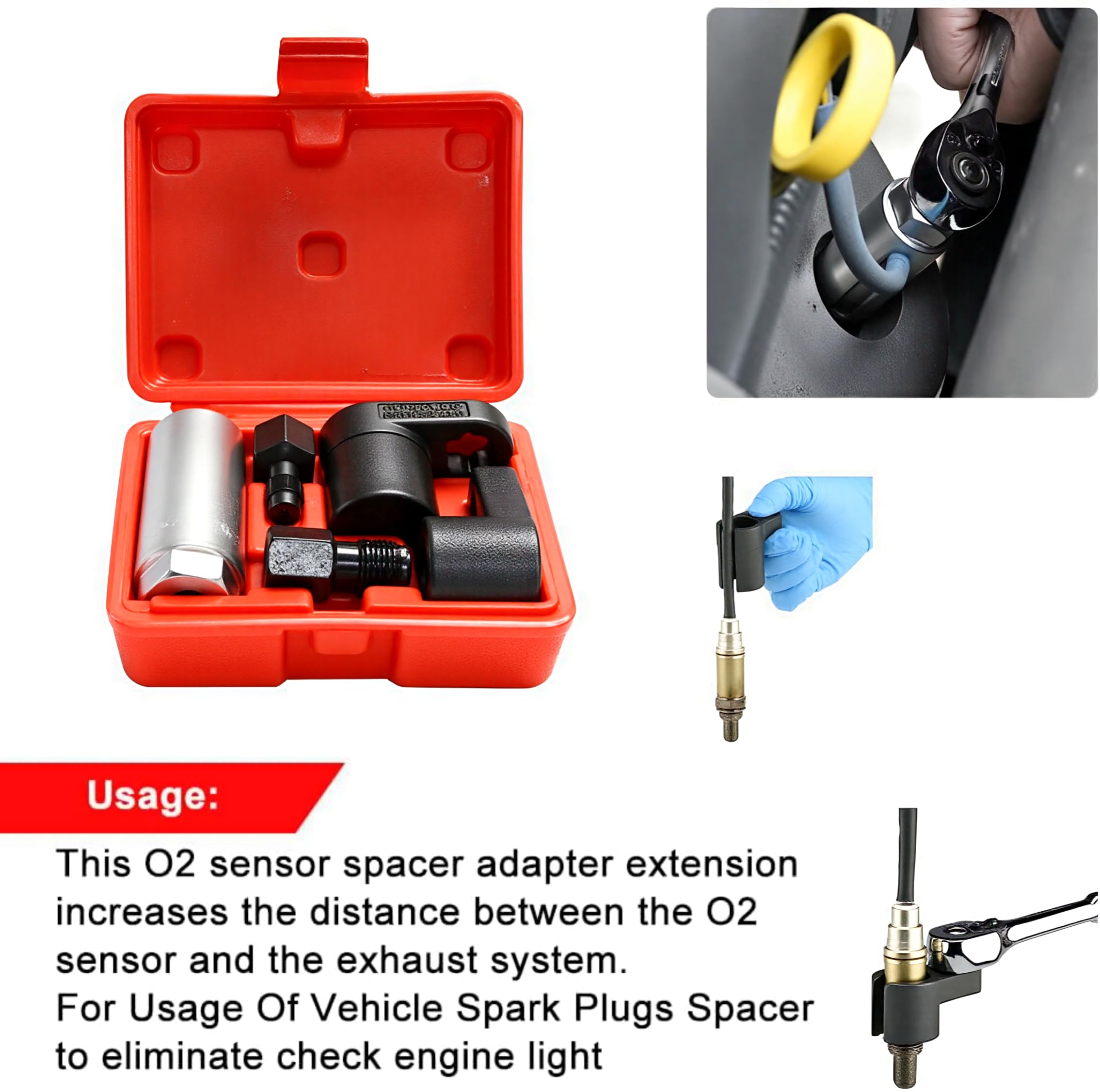 A Abigail 5 Pcs Automotive O2 Oxygen Sensor Socket Offset Wrench Remover Tool And Thread Chaser Tool